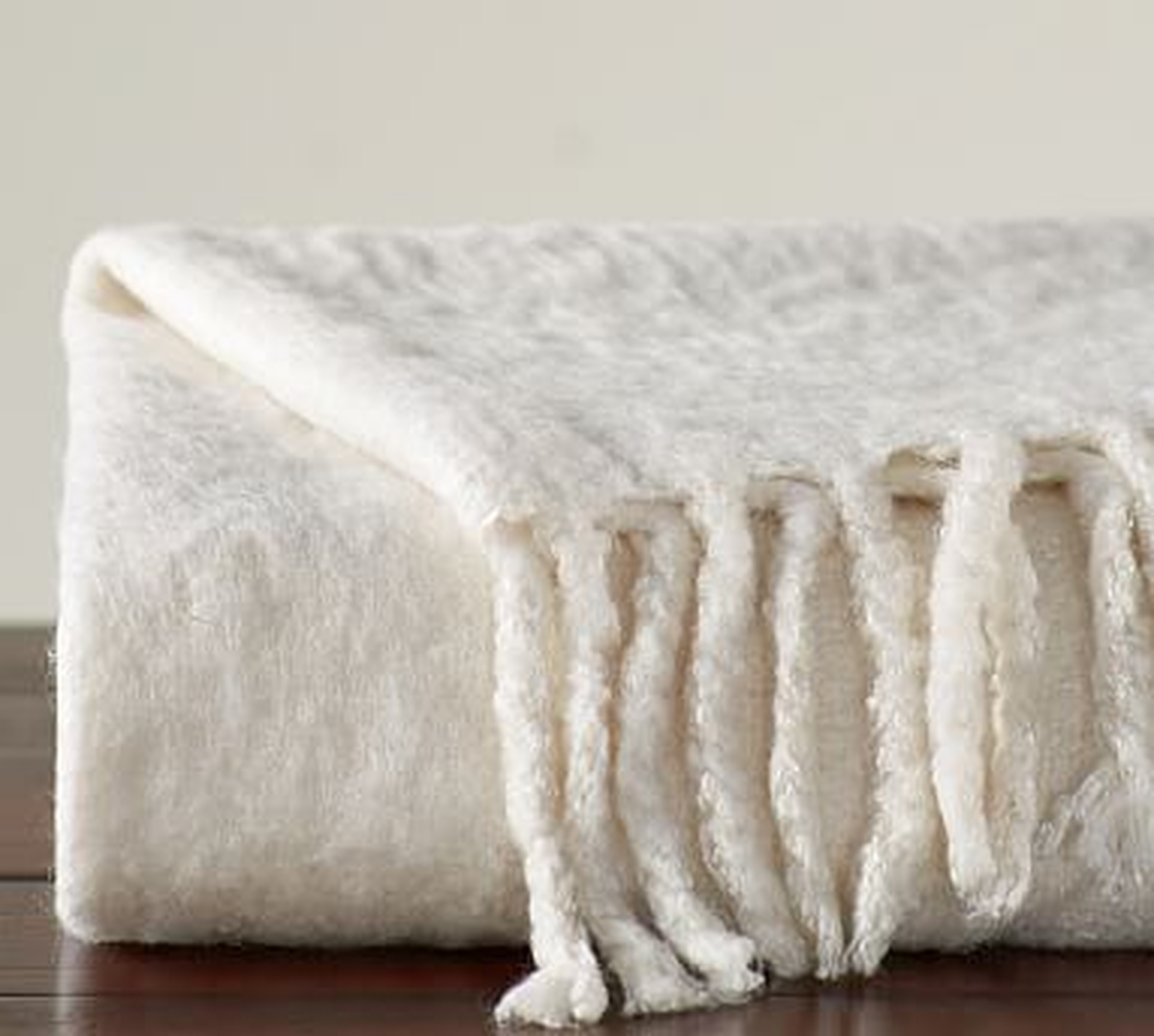 Solid Faux Mohair Oversized Throw, 55 x 80", Ivory - Pottery Barn