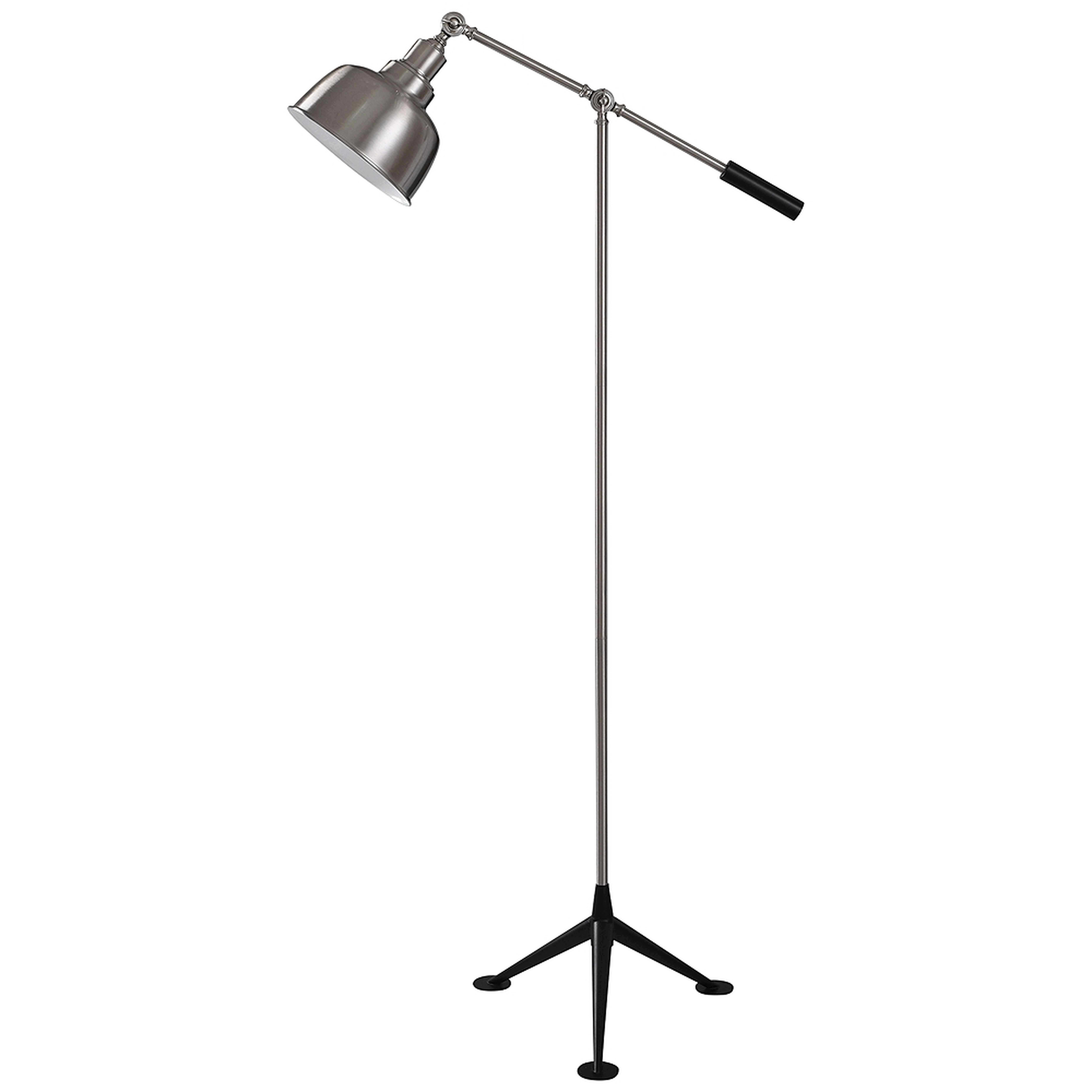 Blackburn Black and Brushed Steel Balance Arm Floor Lamp - Style # 69A68 - Lamps Plus