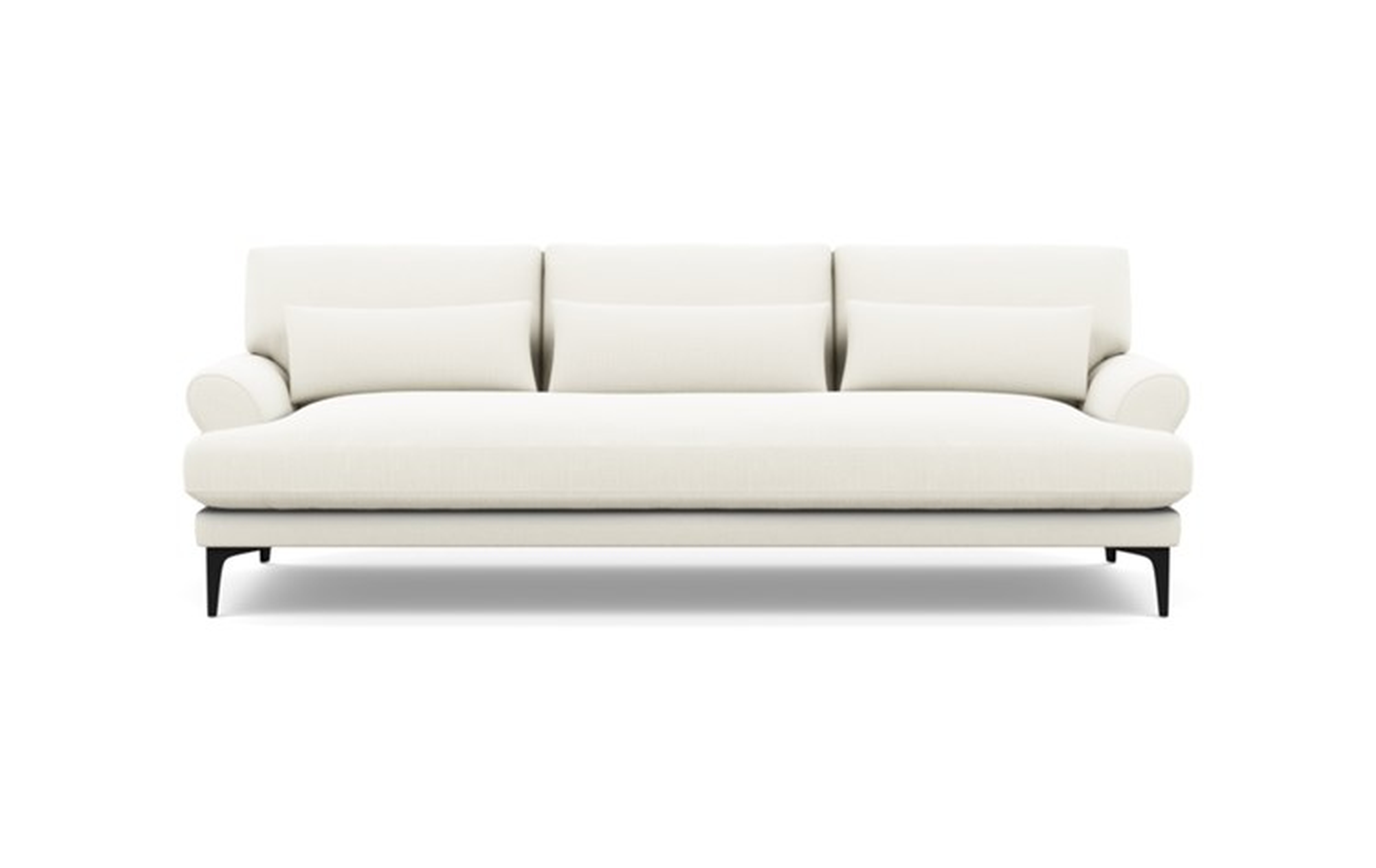 Maxwell Sofa with White Ivory Fabric and Matte Black legs - Interior Define