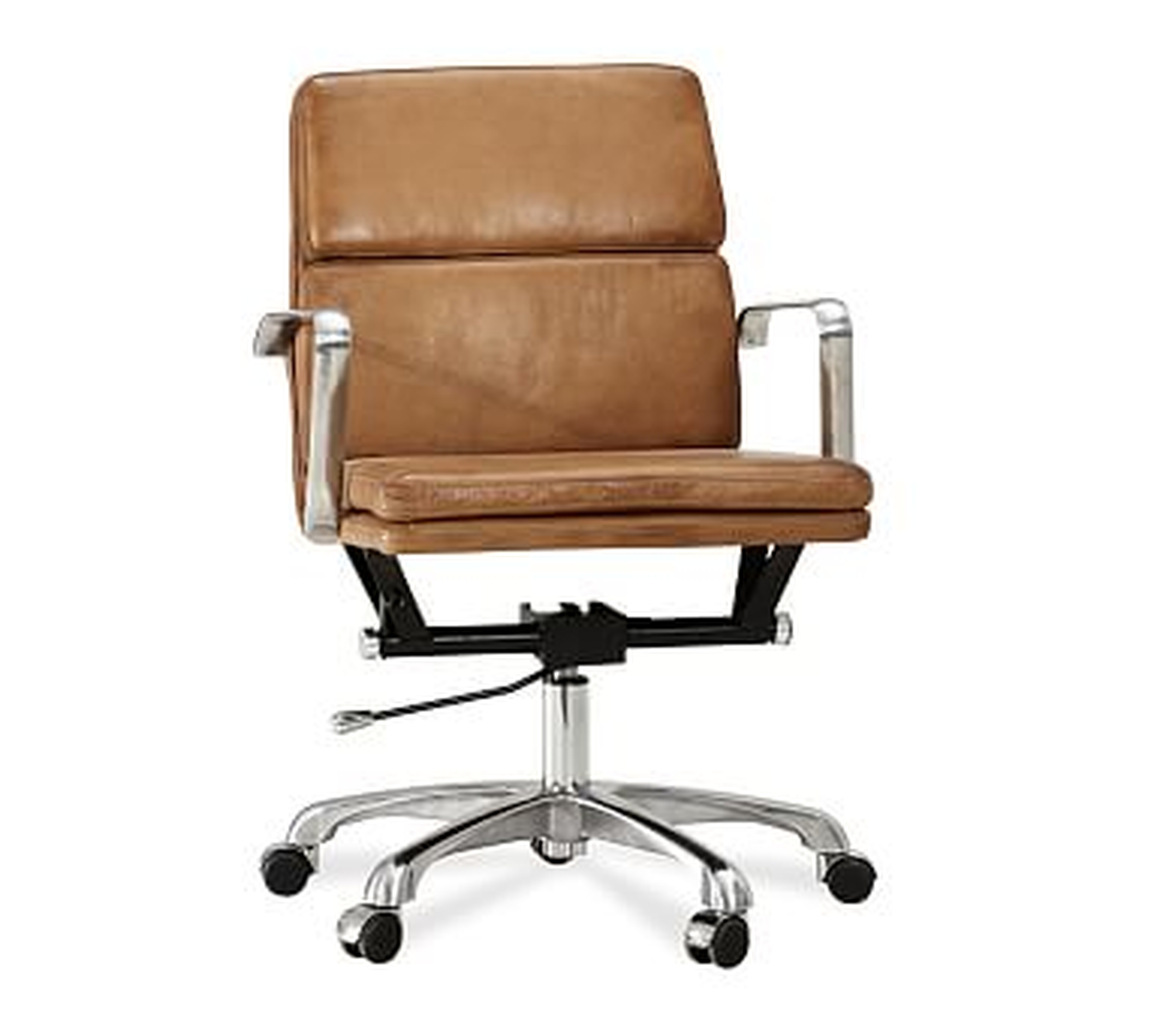 Nash Leather Swivel Desk Chair, Caramel - Pottery Barn