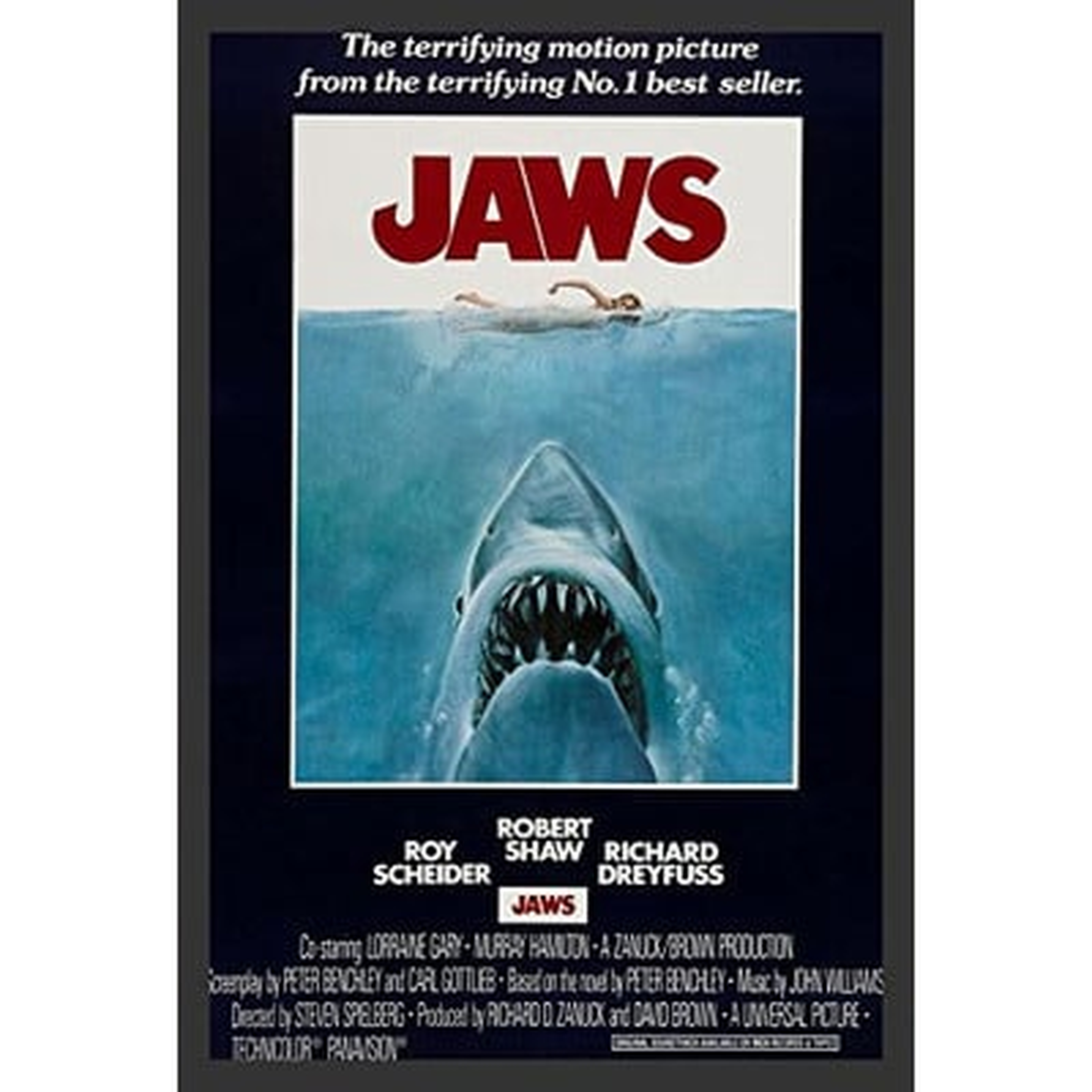 'Jaws' Movie Poster Framed Vintage Advertisement - Wayfair