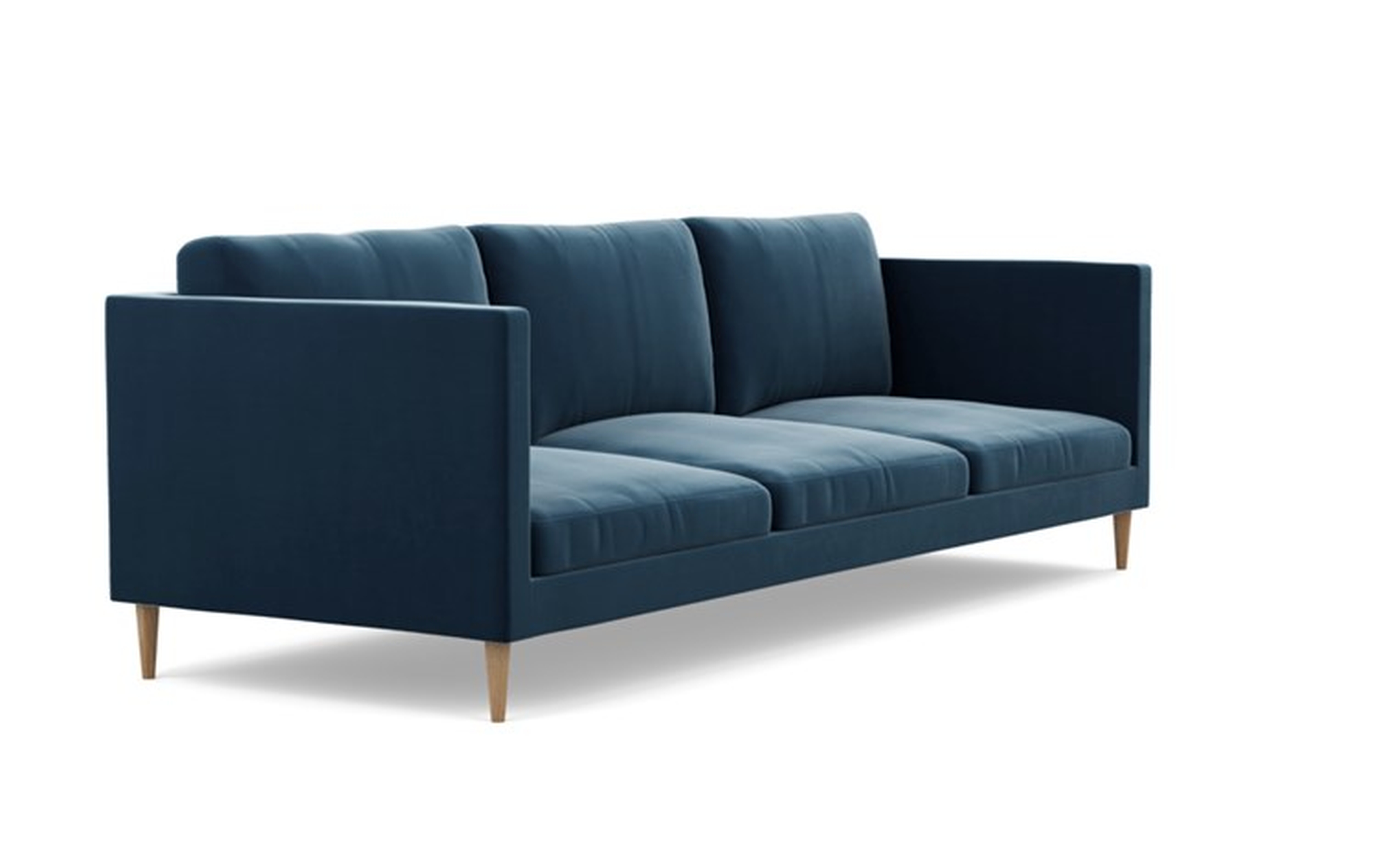 Oliver Sofa with Blue Sapphire Fabric and Natural Oak legs - Interior Define