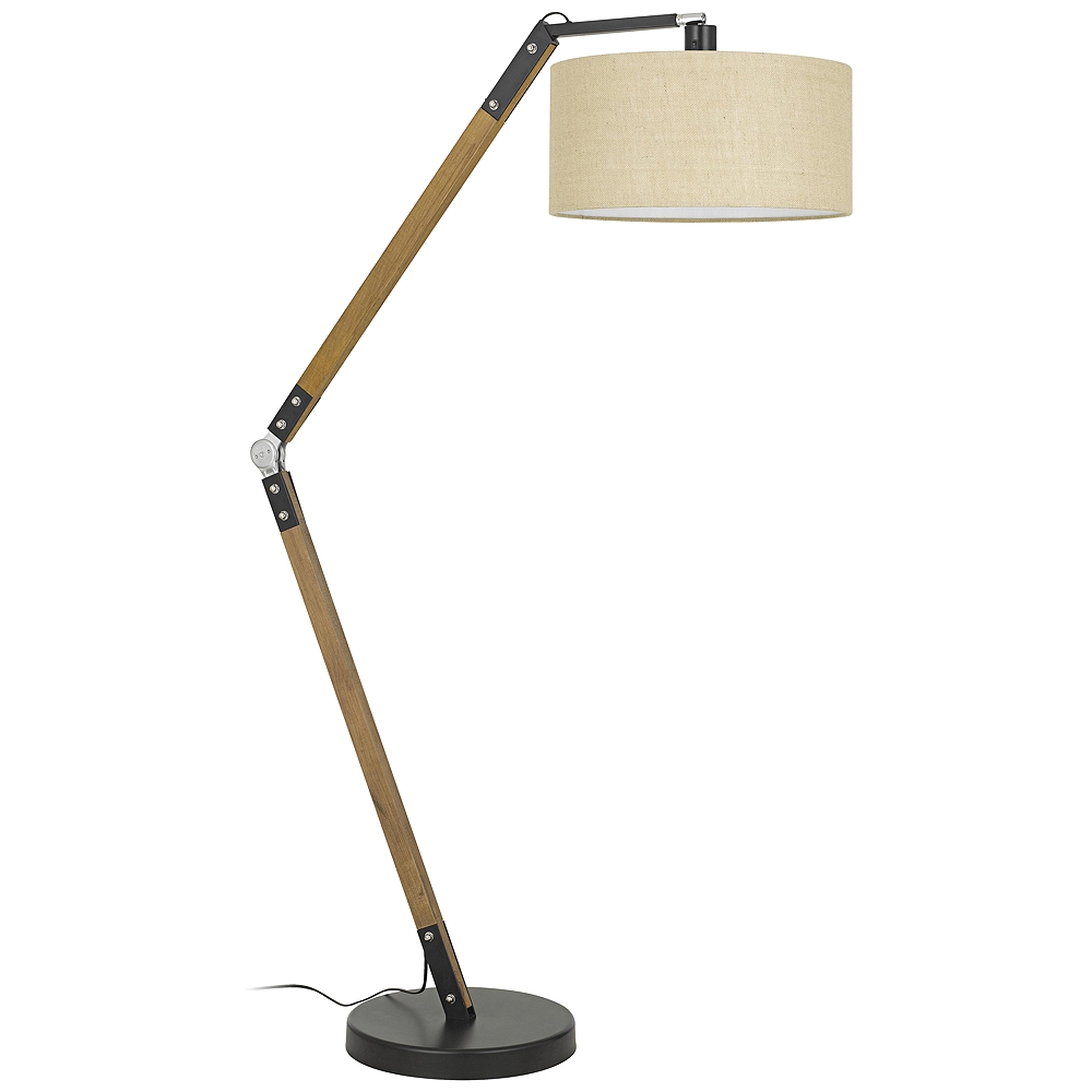 Freeport Matte Black and Wood Arc Floor Lamp - Style # 40V05 - Lamps Plus