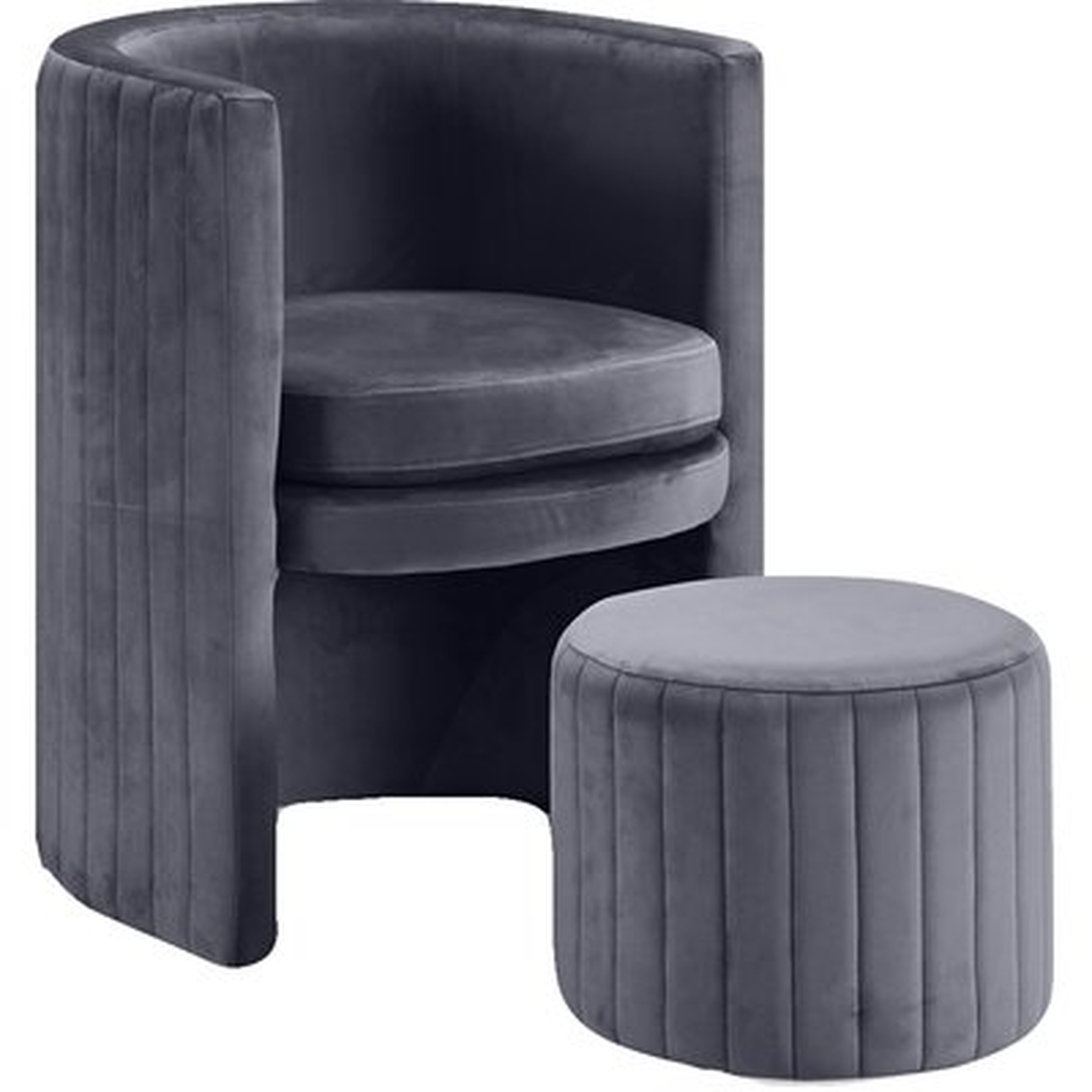 Funon Velvet Barrel Chair and Ottoman - Wayfair