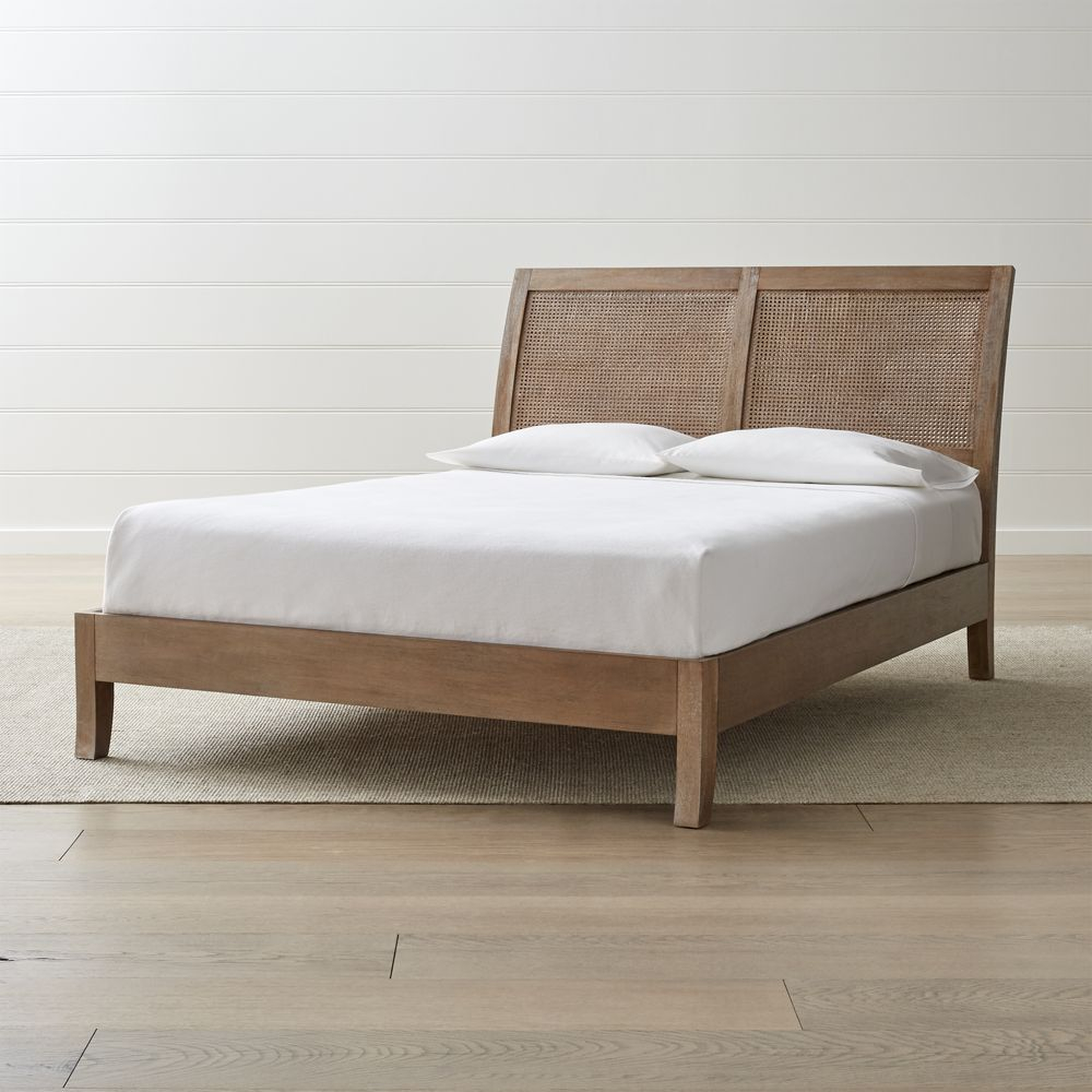 Dawson Grey Wash Cane Queen Bed - Crate and Barrel