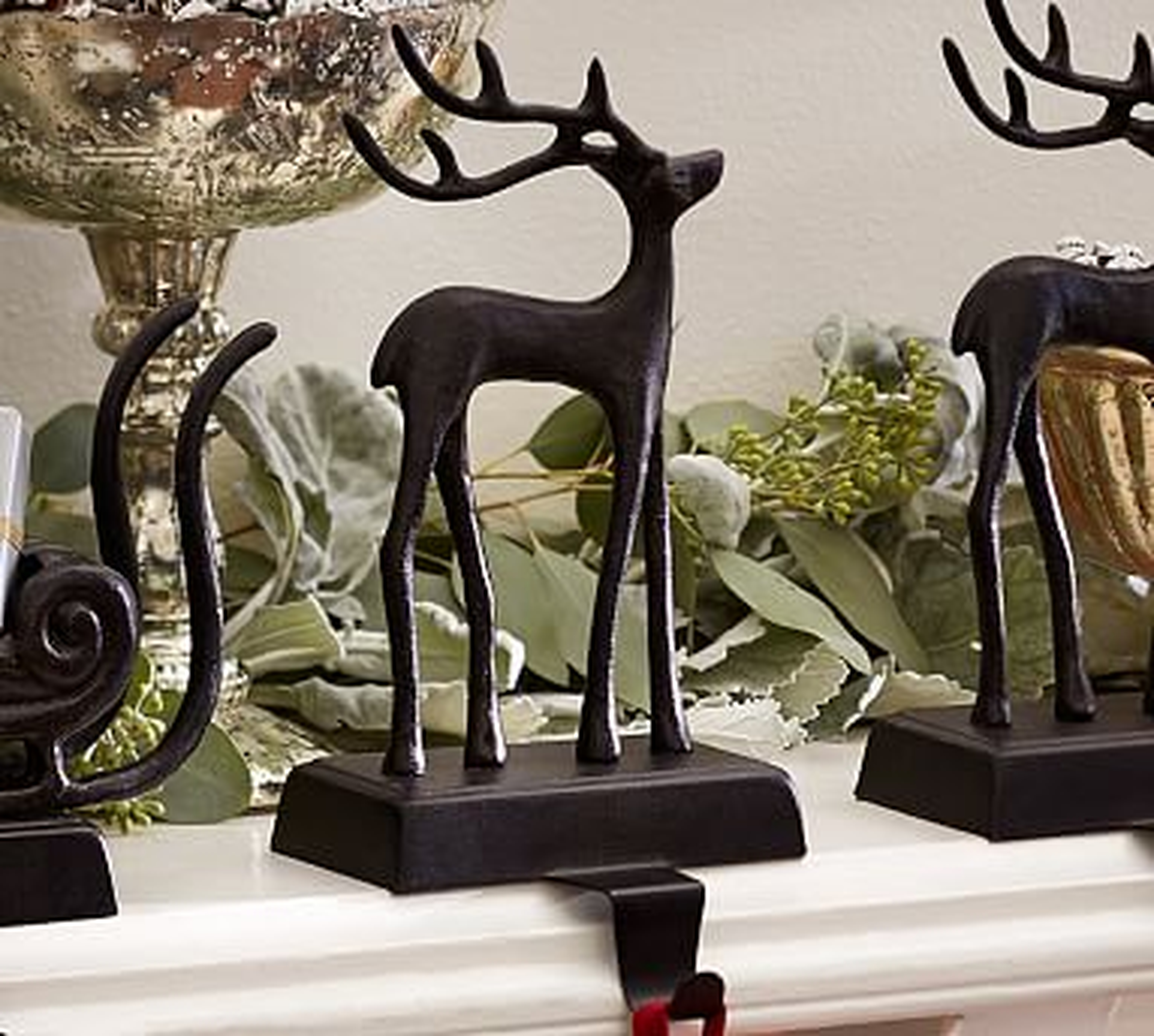 Santa's Sleigh Stocking Holder, Deer, Bronze - Pottery Barn