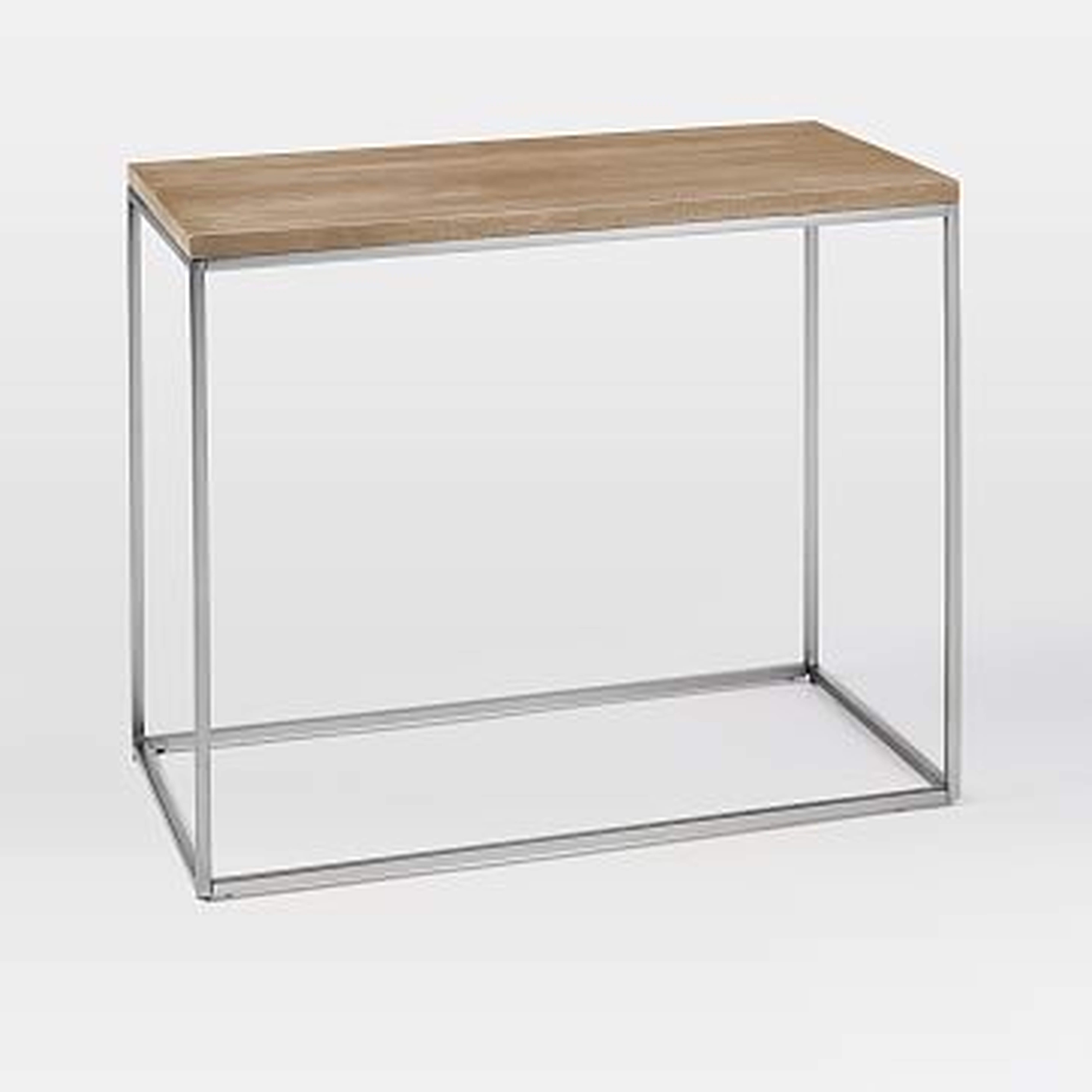 Streamline Side Table, Whitewashed Mango Wood/Stainless Steel - West Elm