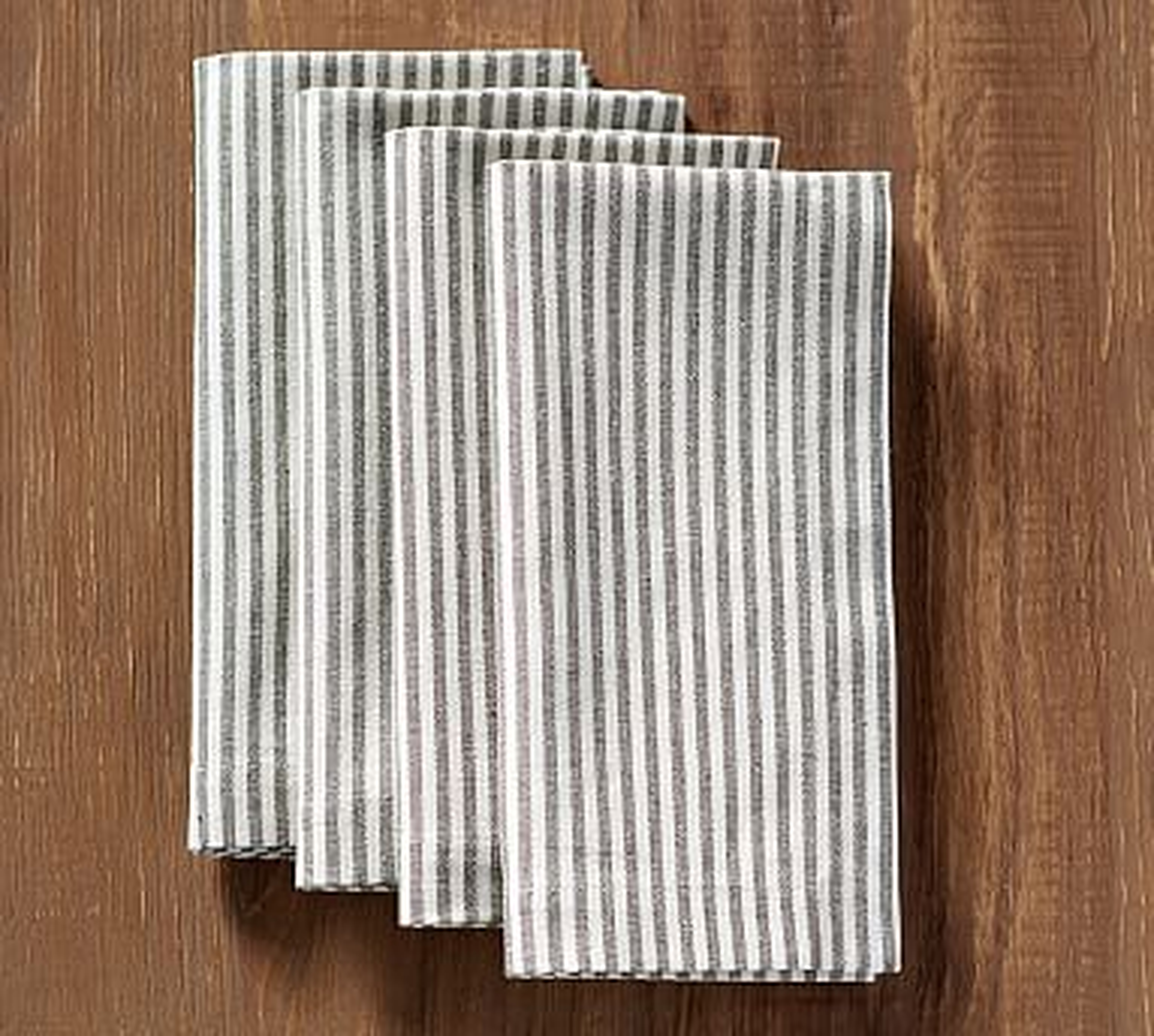 Wheaton Striped Linen/Cotton Napkins, Set of 4 - Charcoal - Pottery Barn