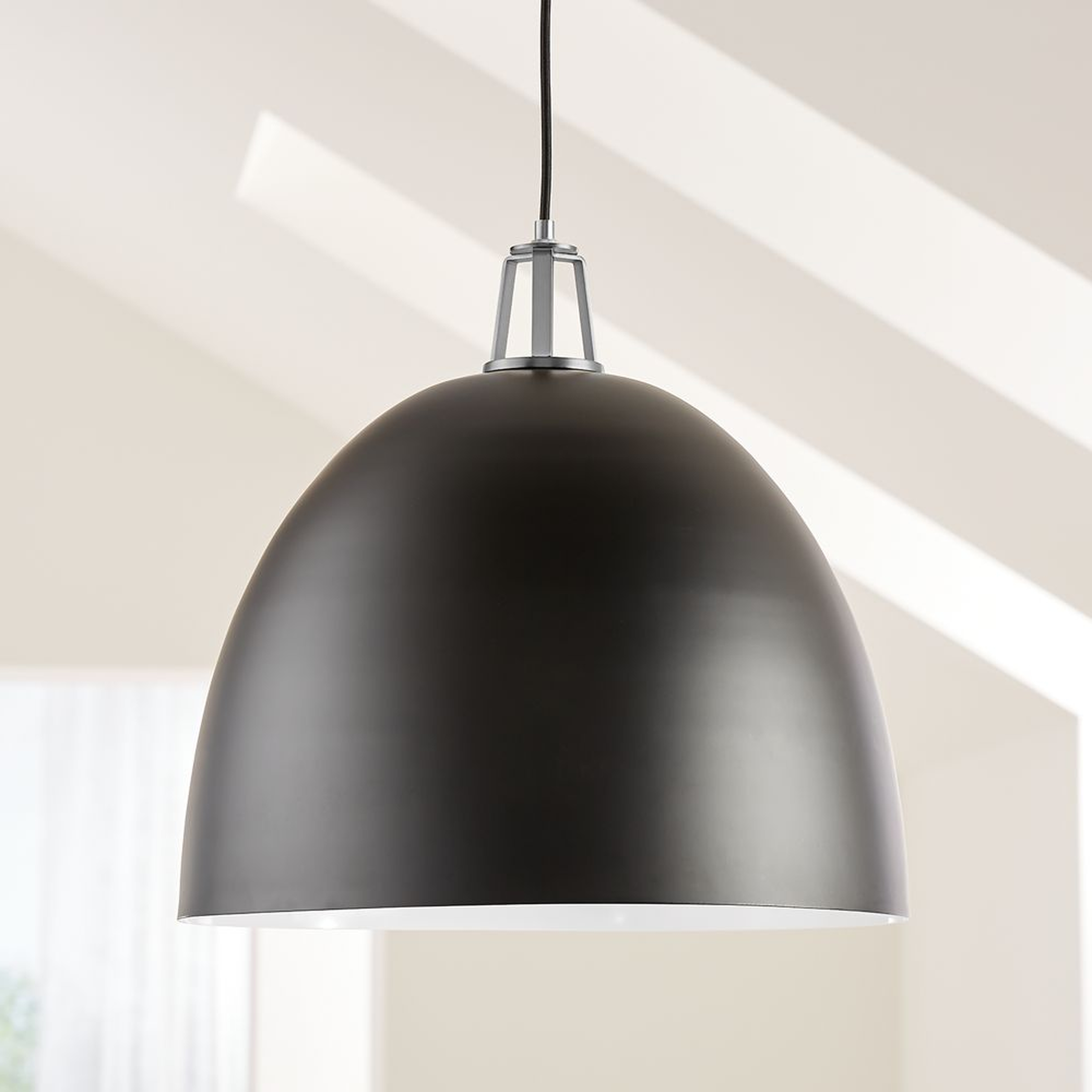 Maddox Black Dome Pendant Large with Nickel Socket - Crate and Barrel