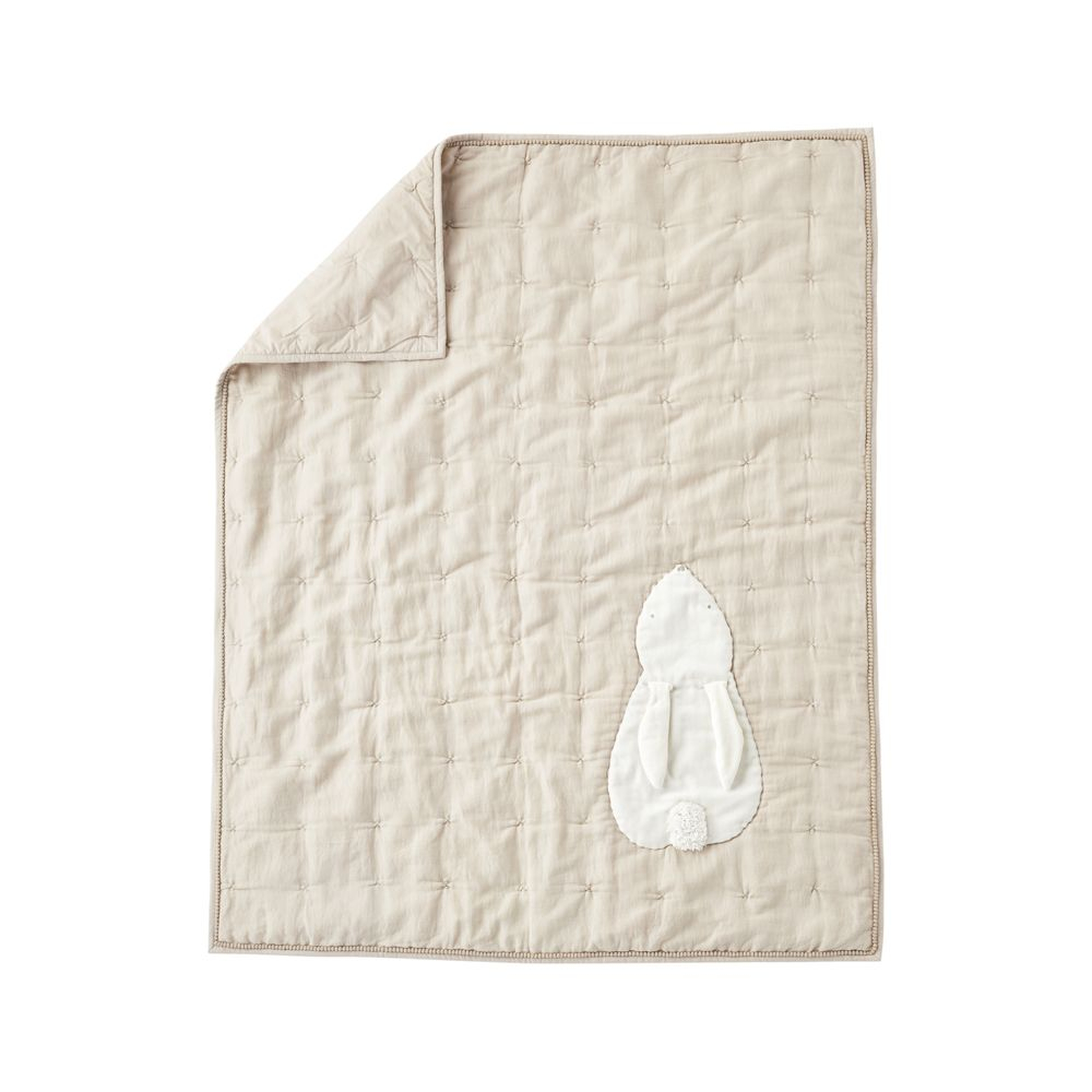 Hoppy Tails Pom Pom Baby Crib Quilt - Crate and Barrel