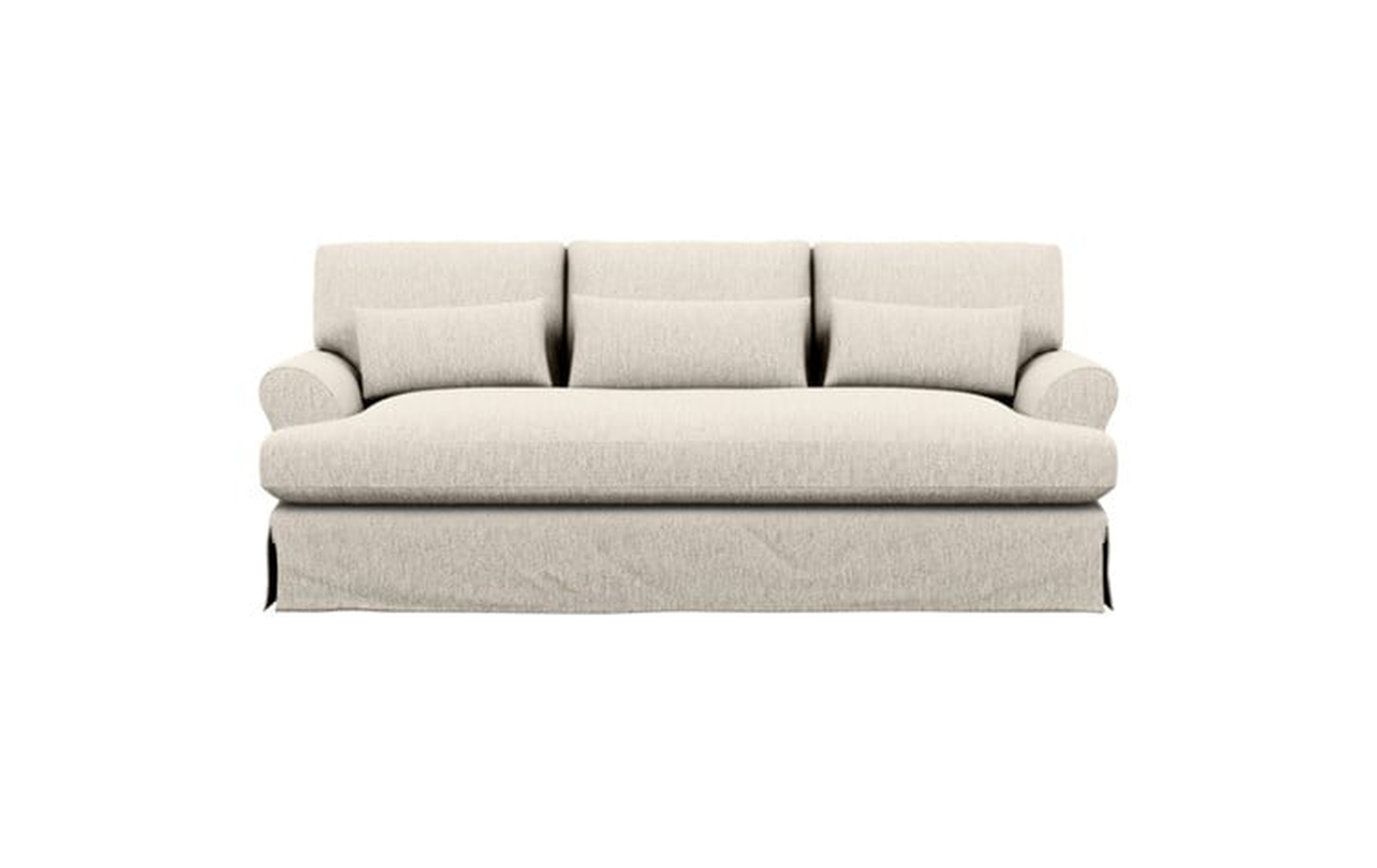 Maxwell Slipcovered Sofa with Wheat Fabric and Bench Cushion - Interior Define