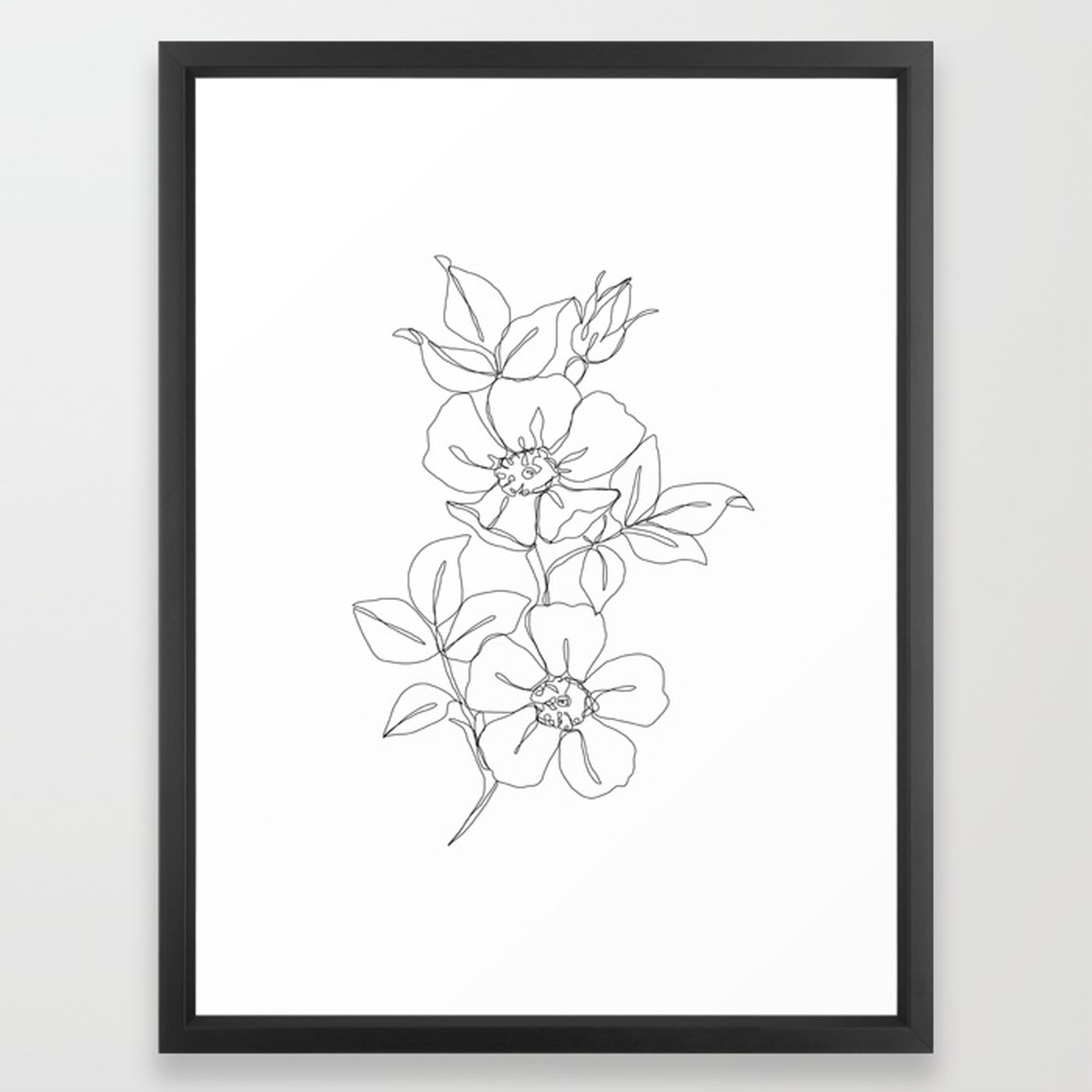 Floral one line drawing - Rose Framed Art Print by Thecolourstudy - Society6