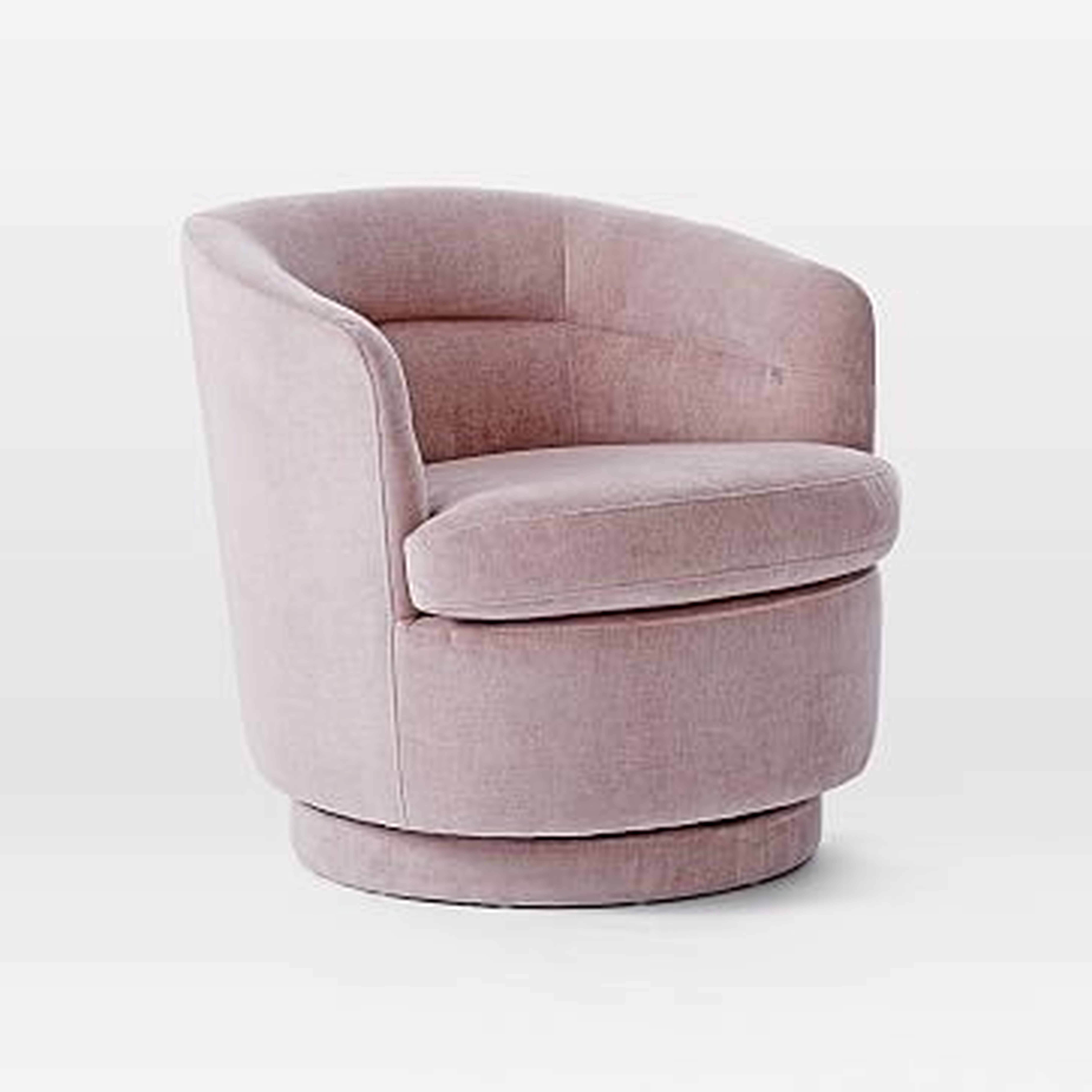 Viv Swivel Chair, Light Pink, Distressed Velvet, Individual - West Elm