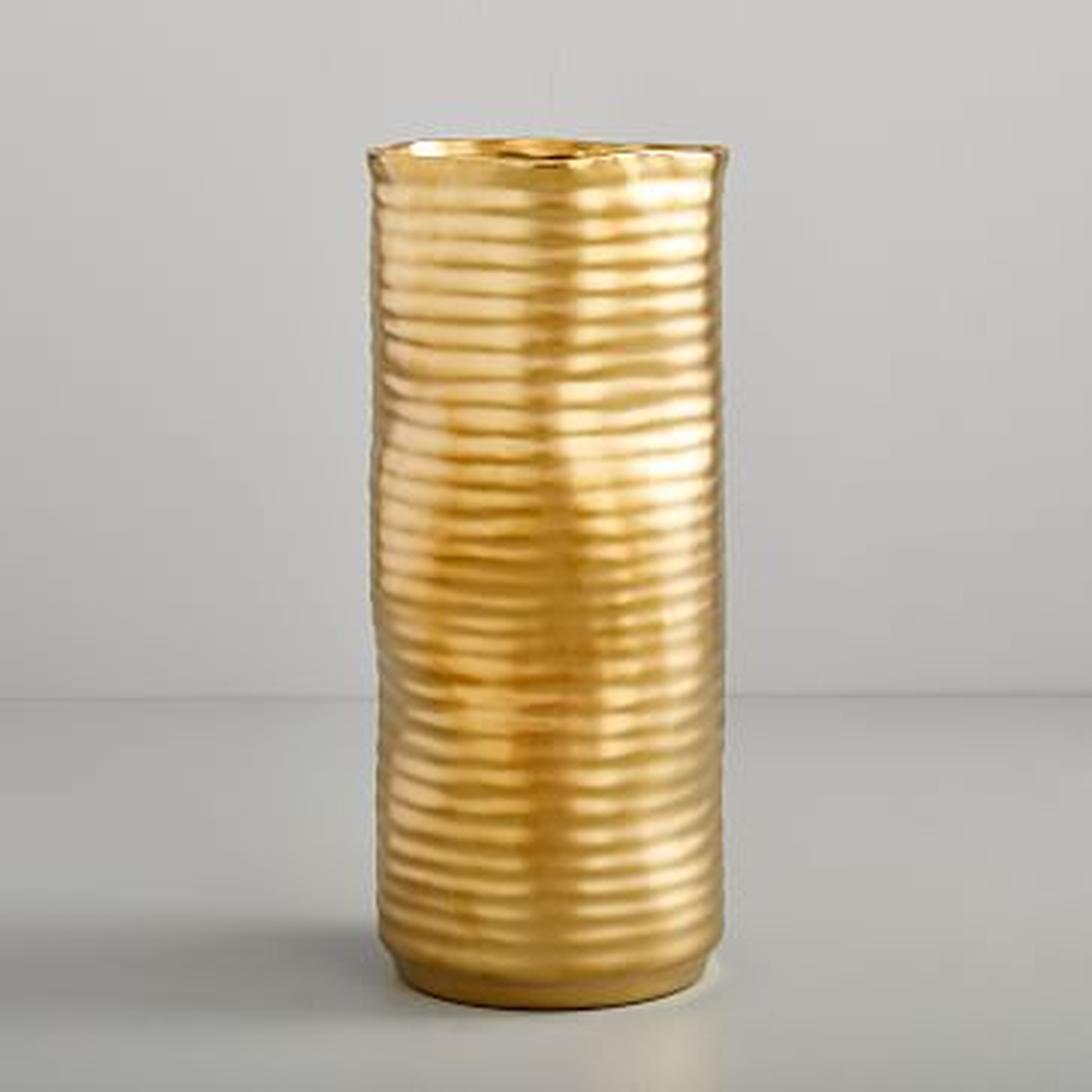 Molten Brass Vase, Large, Straight - West Elm