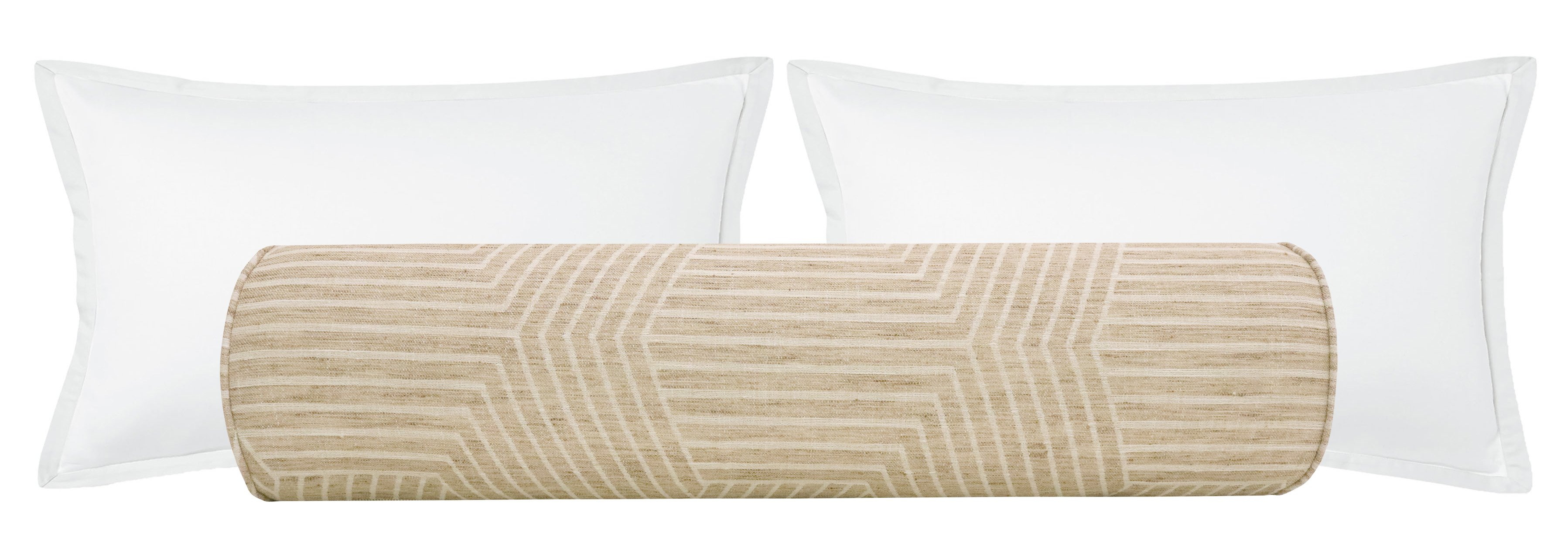 THE BOLSTER :: LABYRINTH LINEN // NATURAL - KING // 9" X 48" - Little Design Company