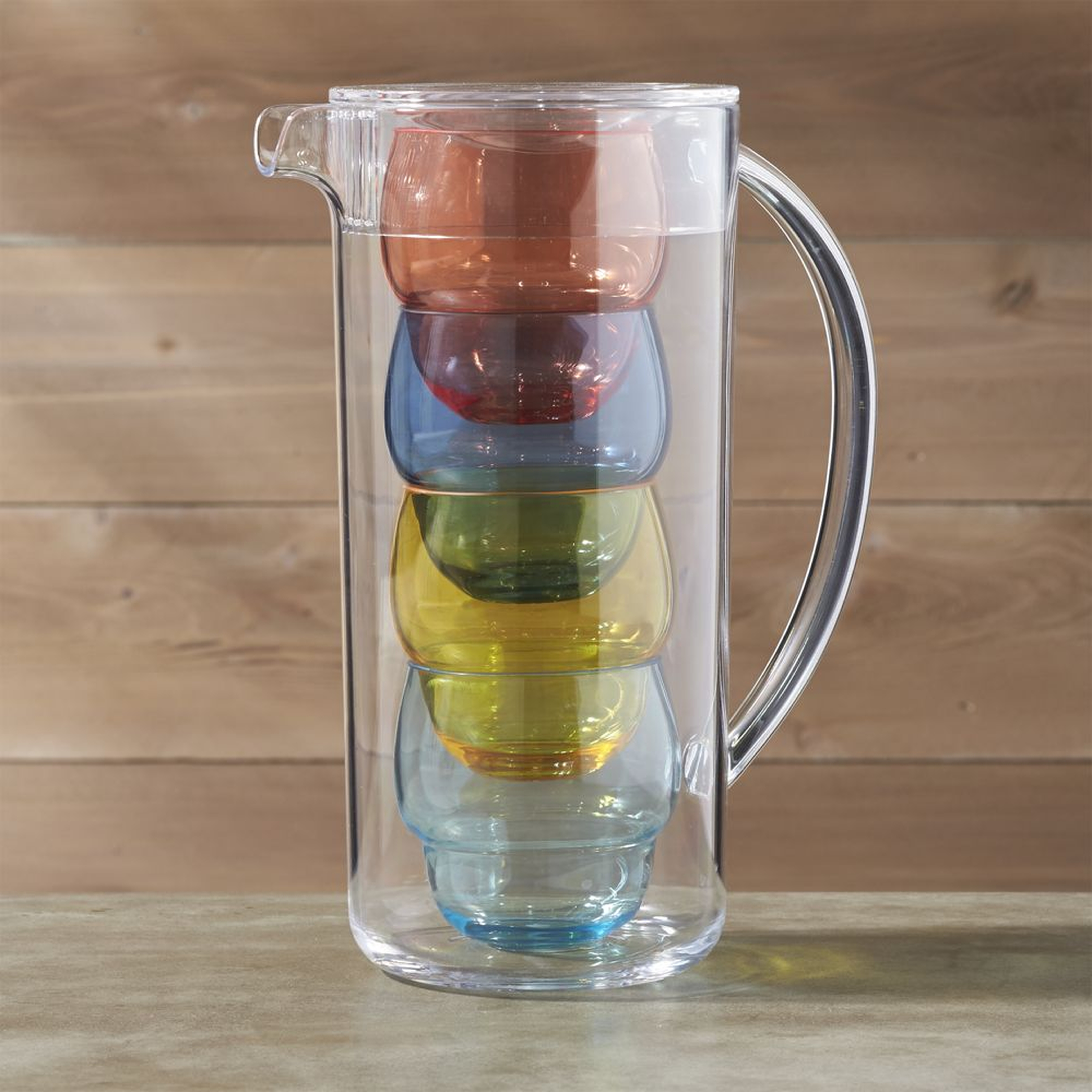 Pitcher with 4 Bubble Tumblers - Crate and Barrel