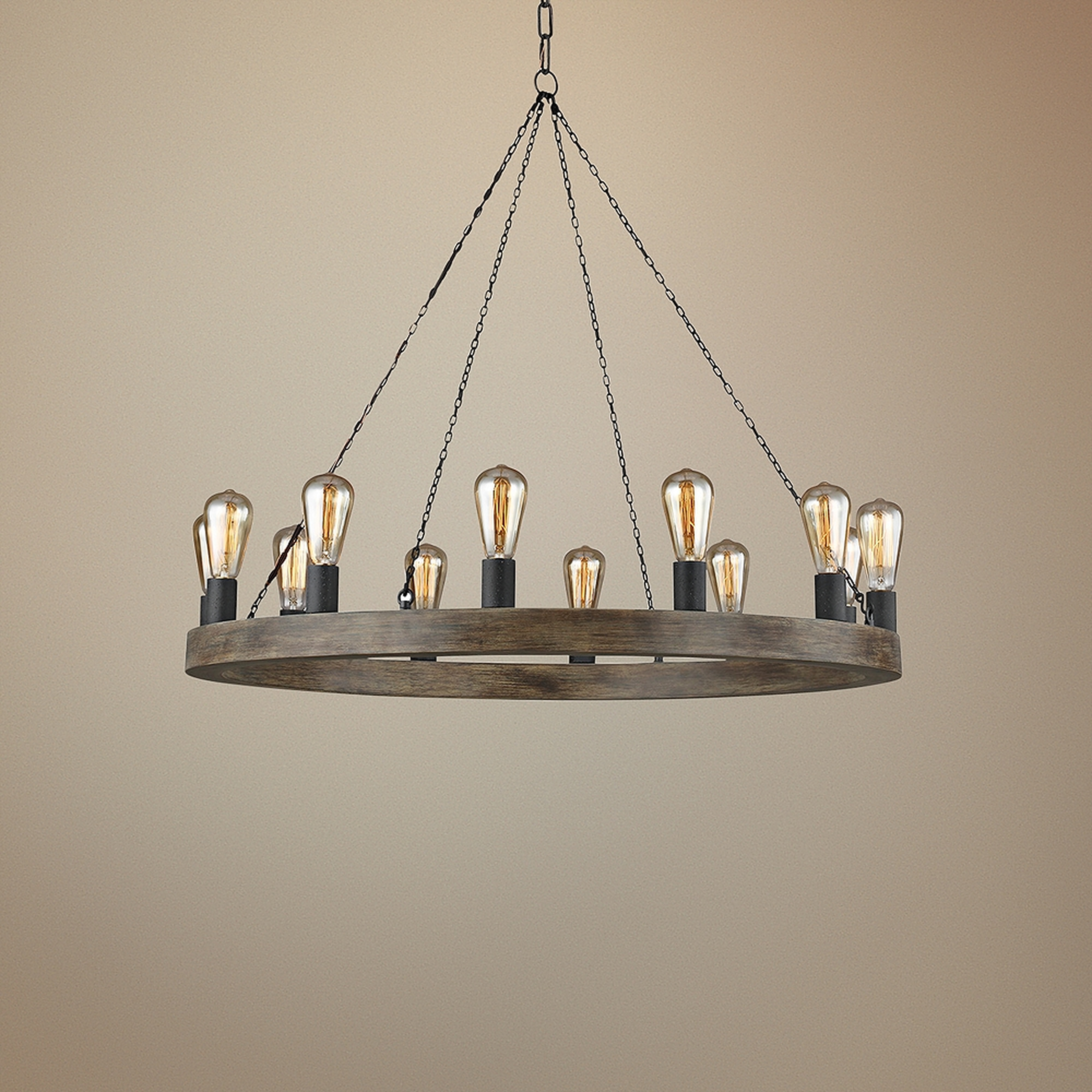 Feiss Avenir 36" Wide 12-Light Weathered Oak Wood Chandelier - Style # 65M47 - Lamps Plus