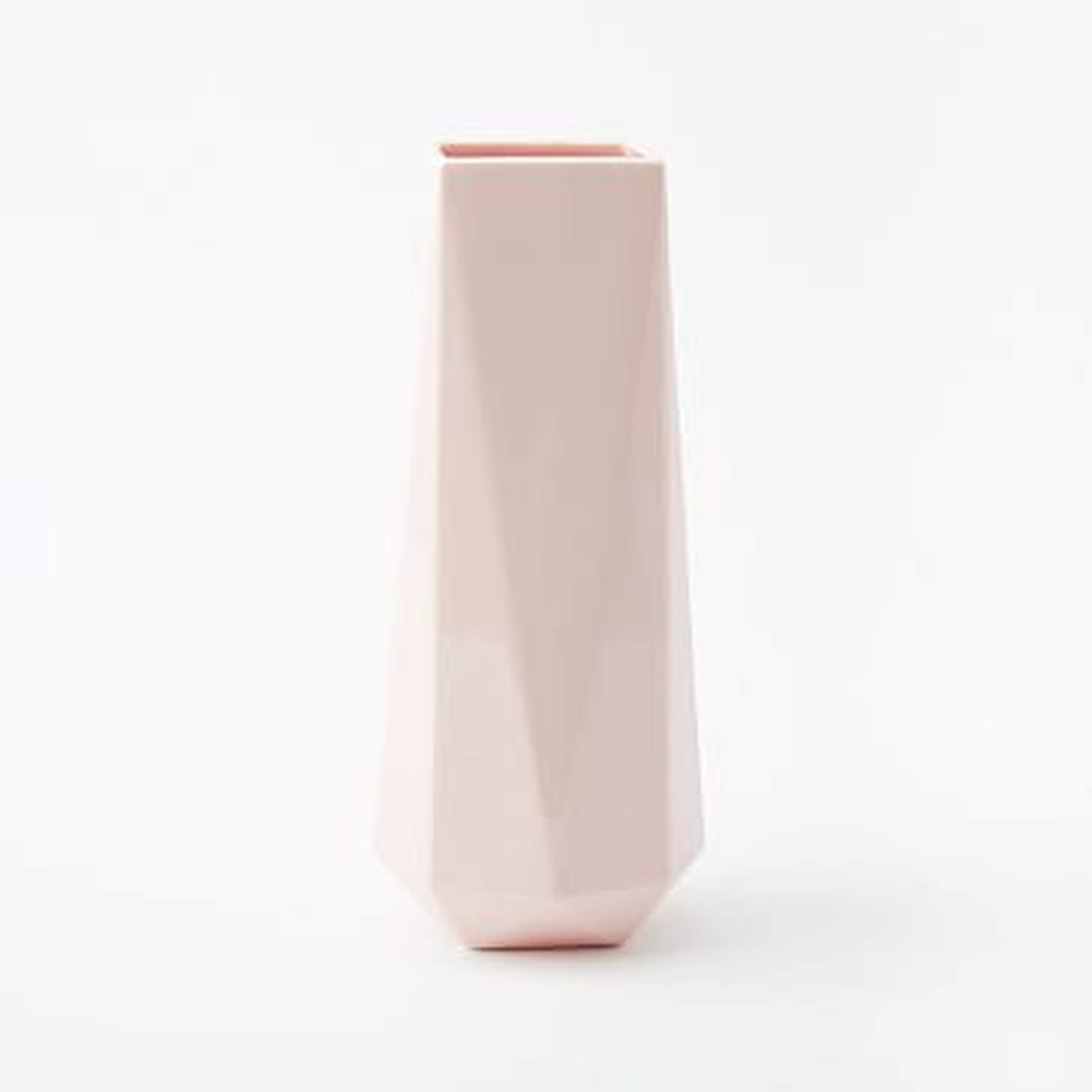 Faceted Porcelain Vase, 12", Dusty Blush - West Elm
