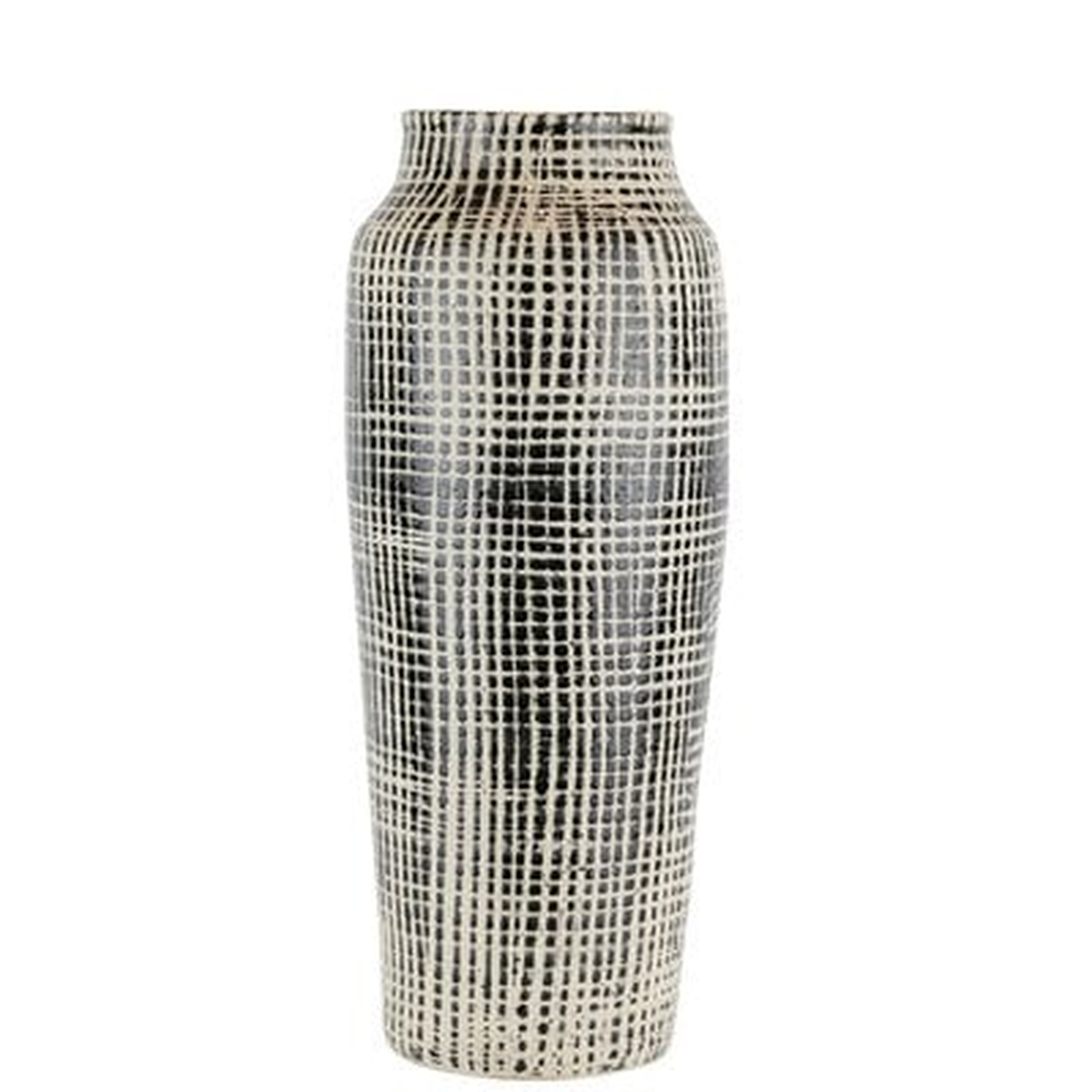 Venegas Ceramic Vase, 18.75" Black/Beige Mesh Design - Wayfair