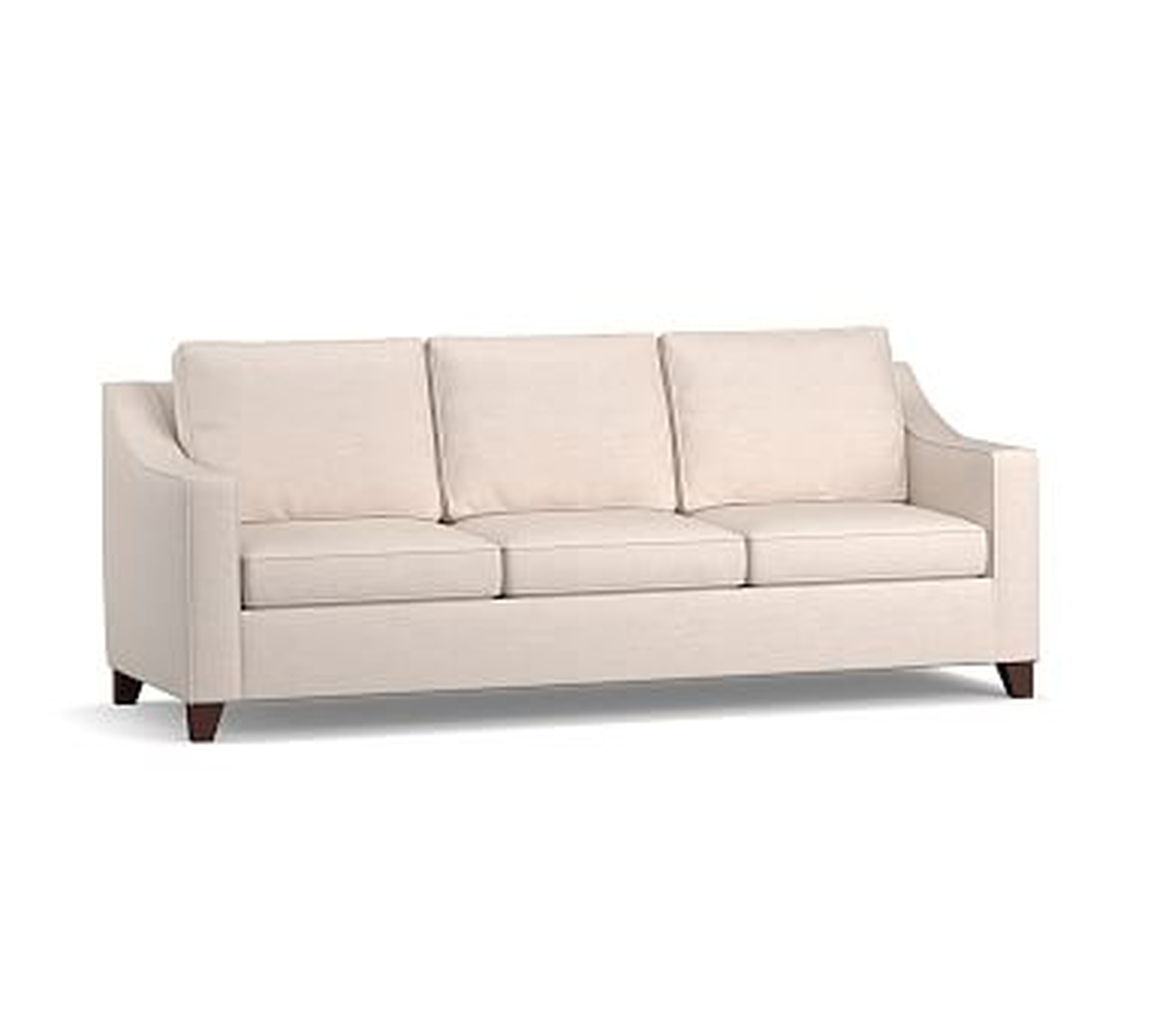 Cameron Slope Arm Upholstered Grand Sofa 95.5" 3-Seater, Polyester Wrapped Cushions, Performance Heathered Tweed Desert - Pottery Barn