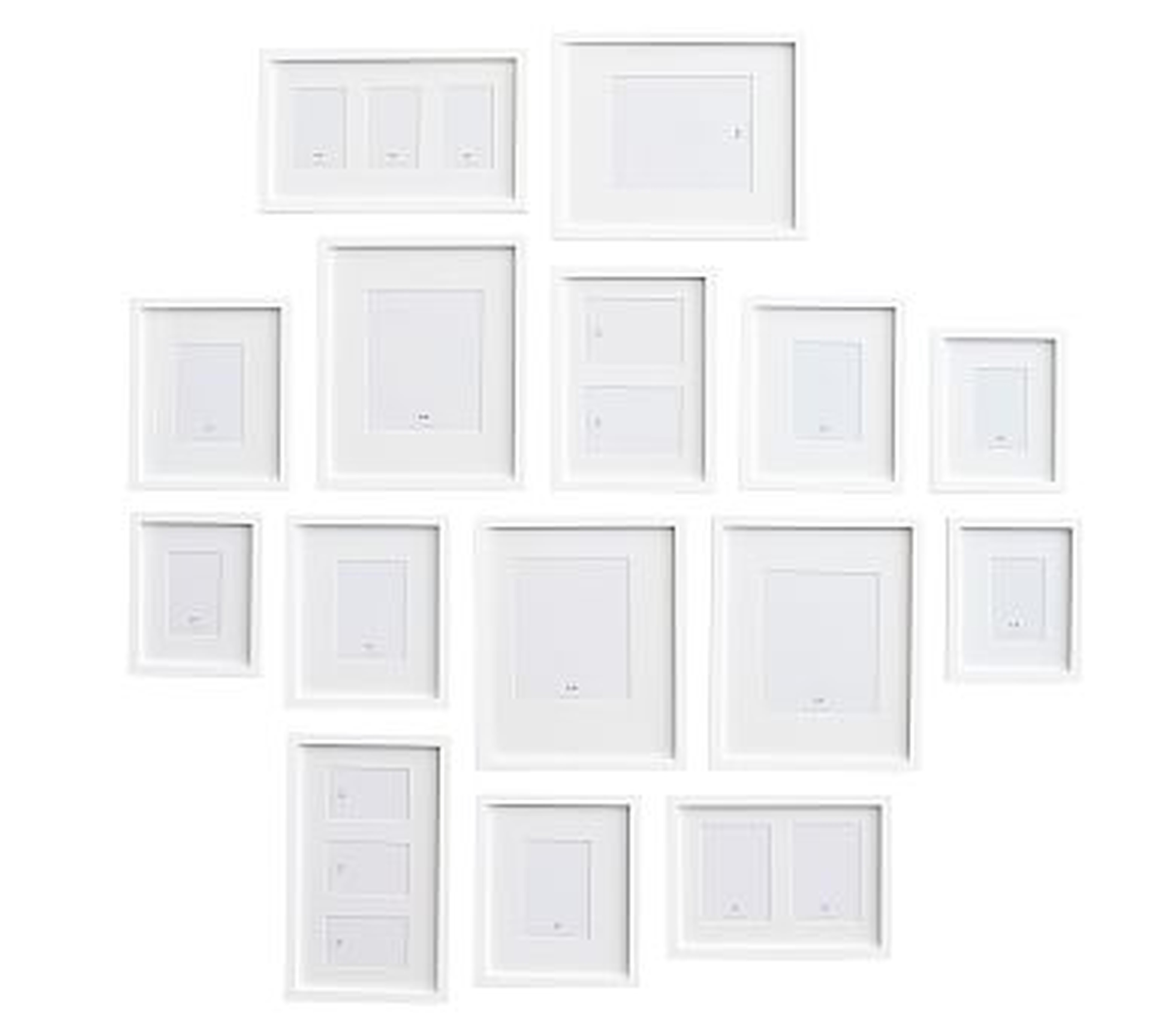 Gallery in a Box, Modern White Frames, Set of 15 - Pottery Barn