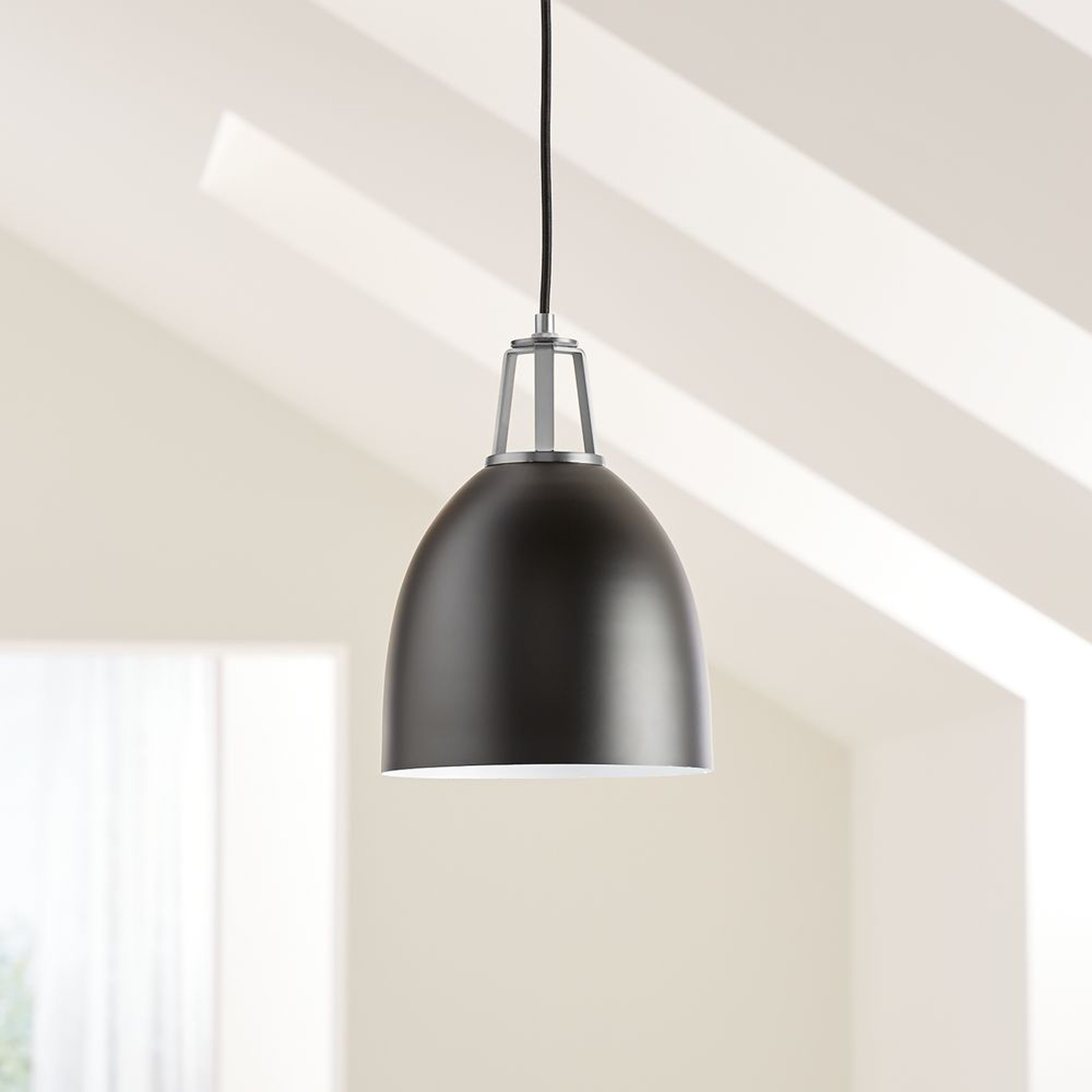 Maddox Black Dome Pendant Small with Nickel Socket - Crate and Barrel