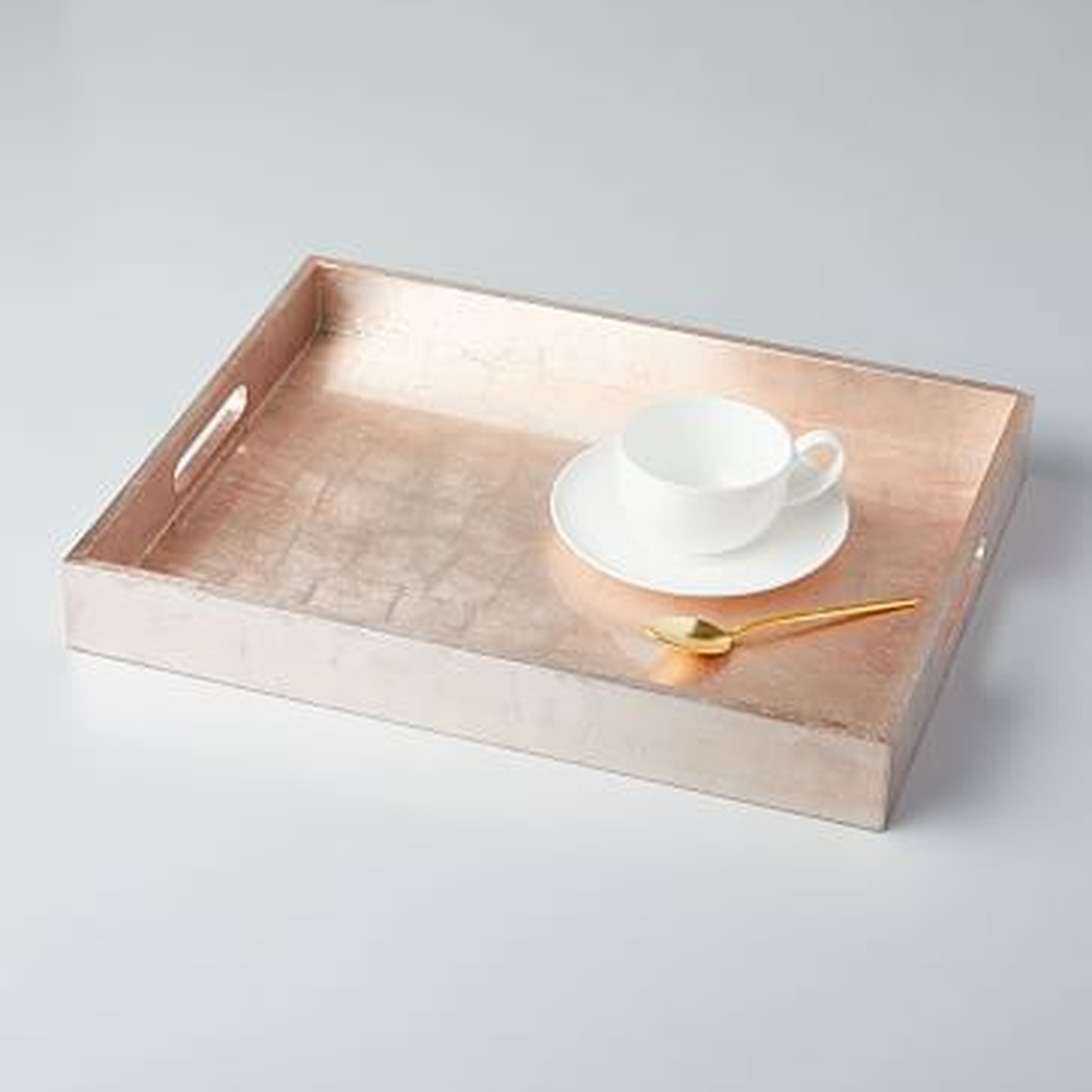 Lacquer Wood Tray, 14"x18", Blush - West Elm