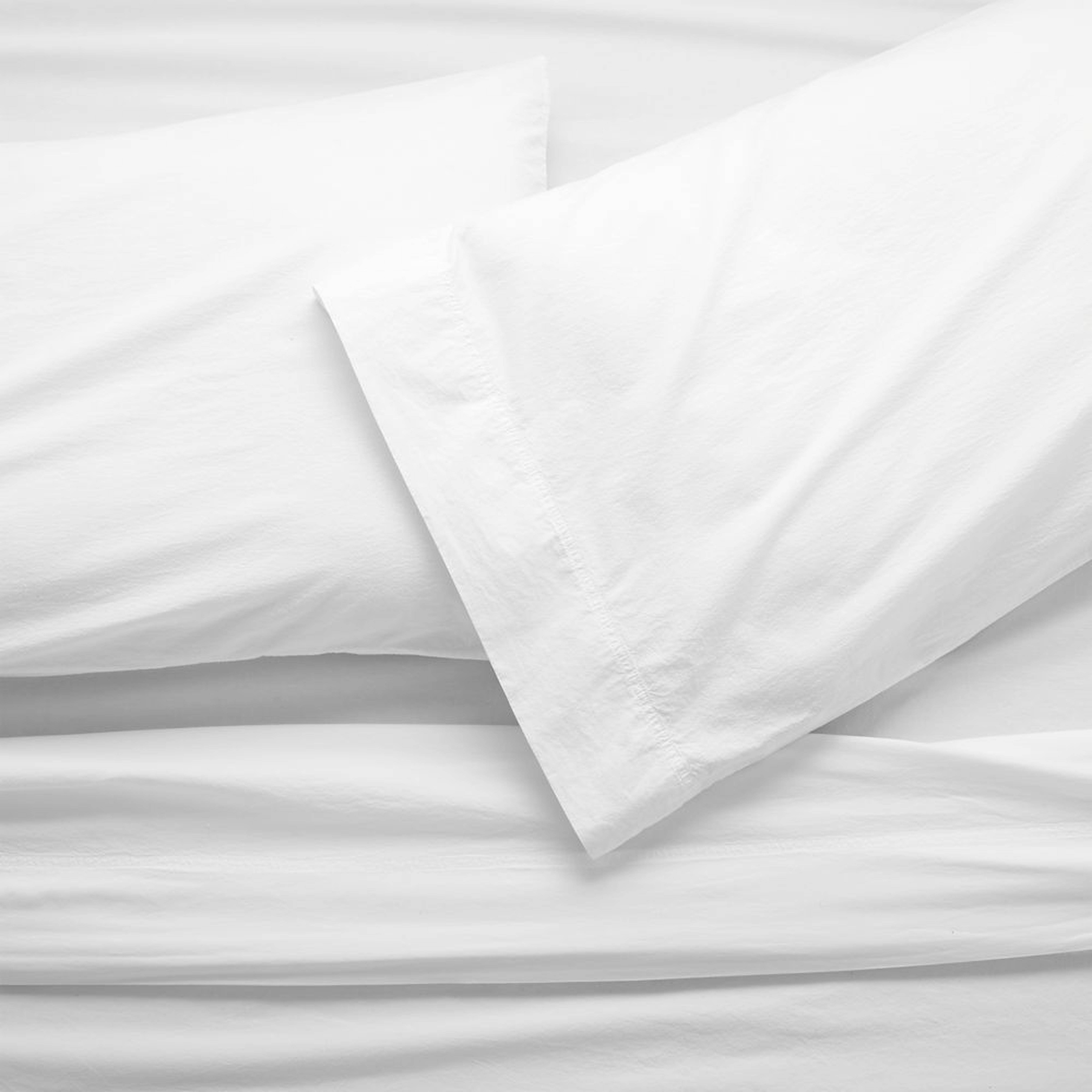 Favorite Washed Organic Cotton White Queen Bed Sheet Set - Crate and Barrel