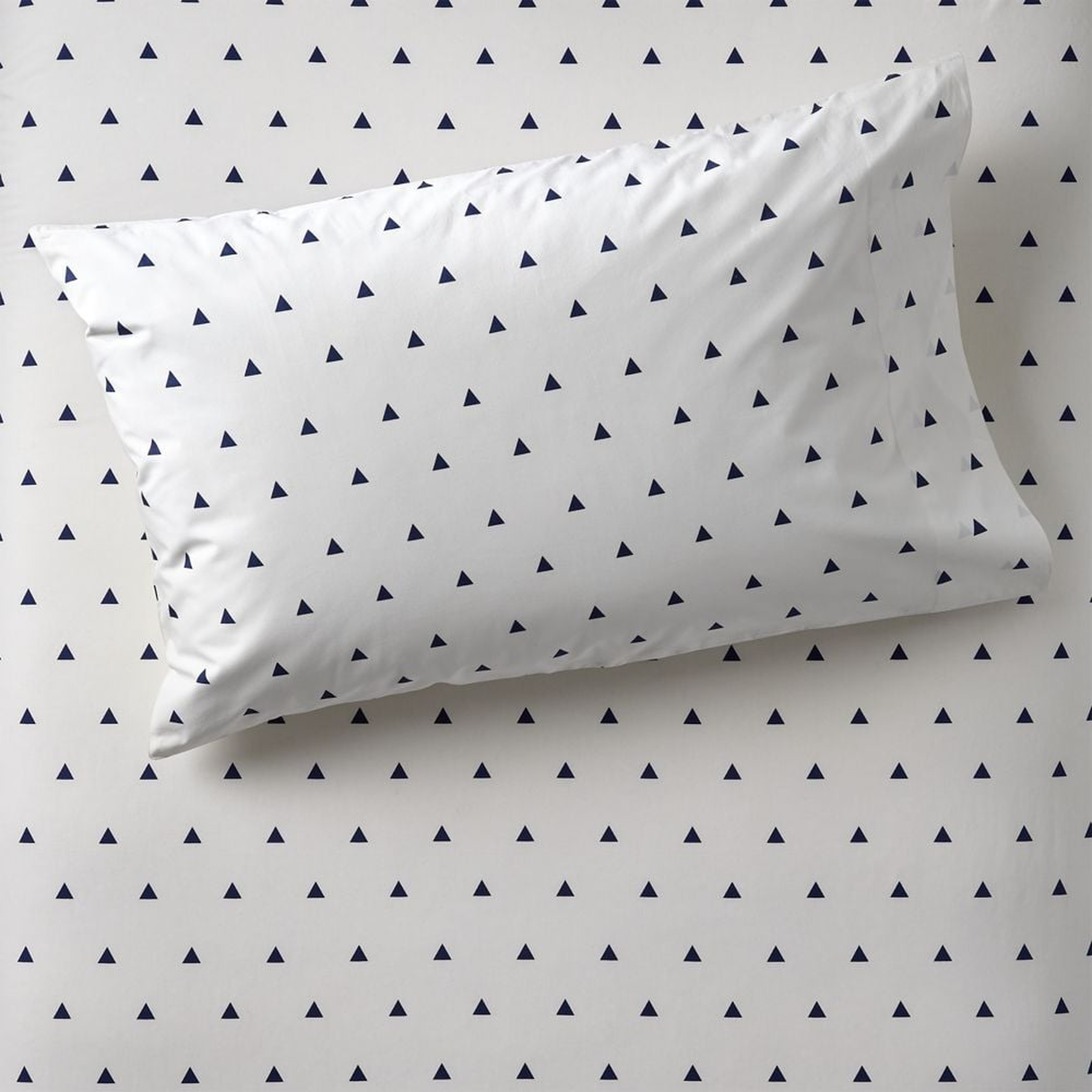Organic Little Prints Blue Triangle Pillowcase - Crate & Kids