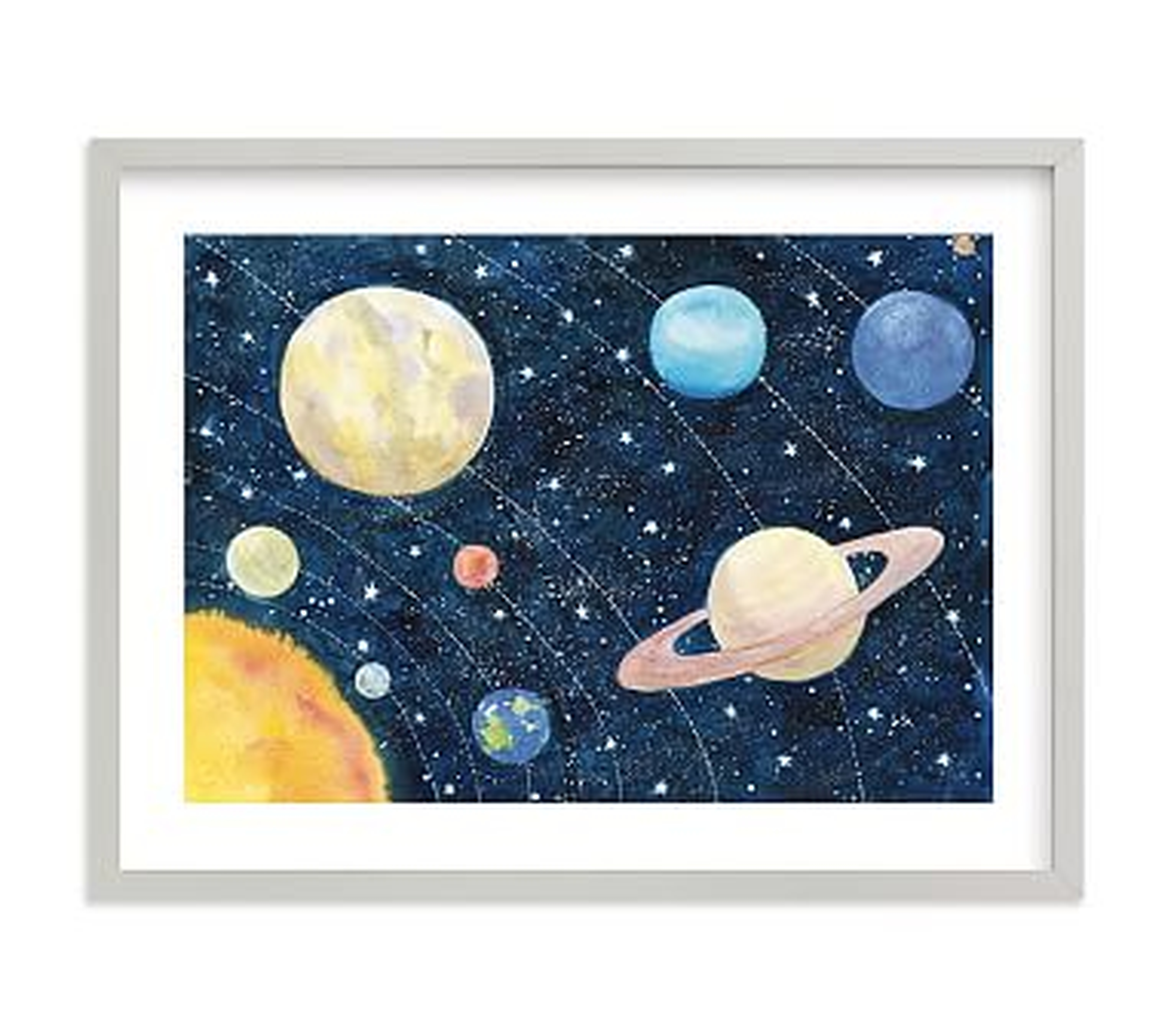 Solar System Wall Art by Minted(R) 14x11, Gray - Pottery Barn Kids