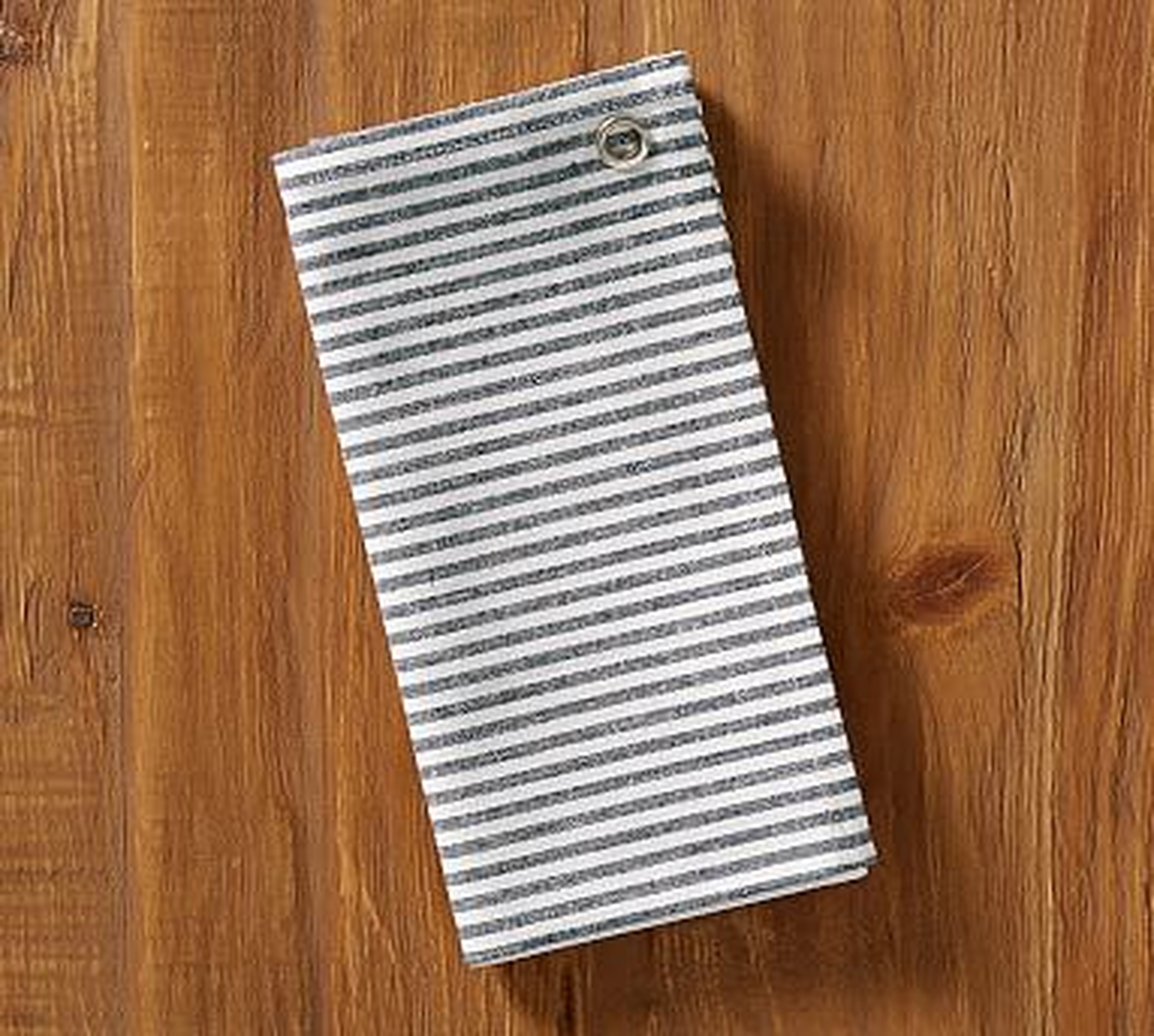 Wheaton Stripe Tea Towel, White/Sailor Blue - Pottery Barn