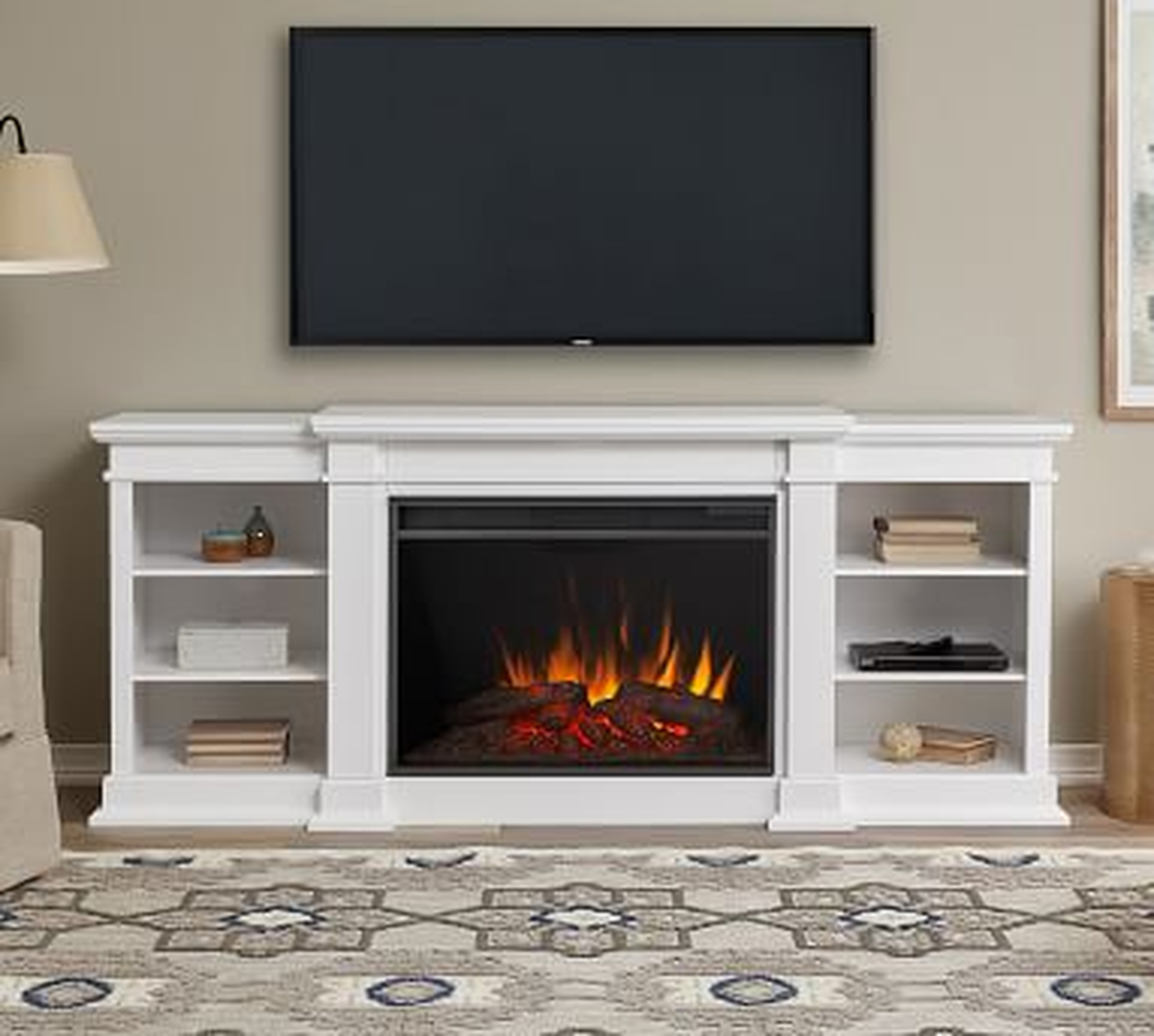 Real Flame(R) Eliot Grand Electric Fireplace Media Cabinet, White - Pottery Barn