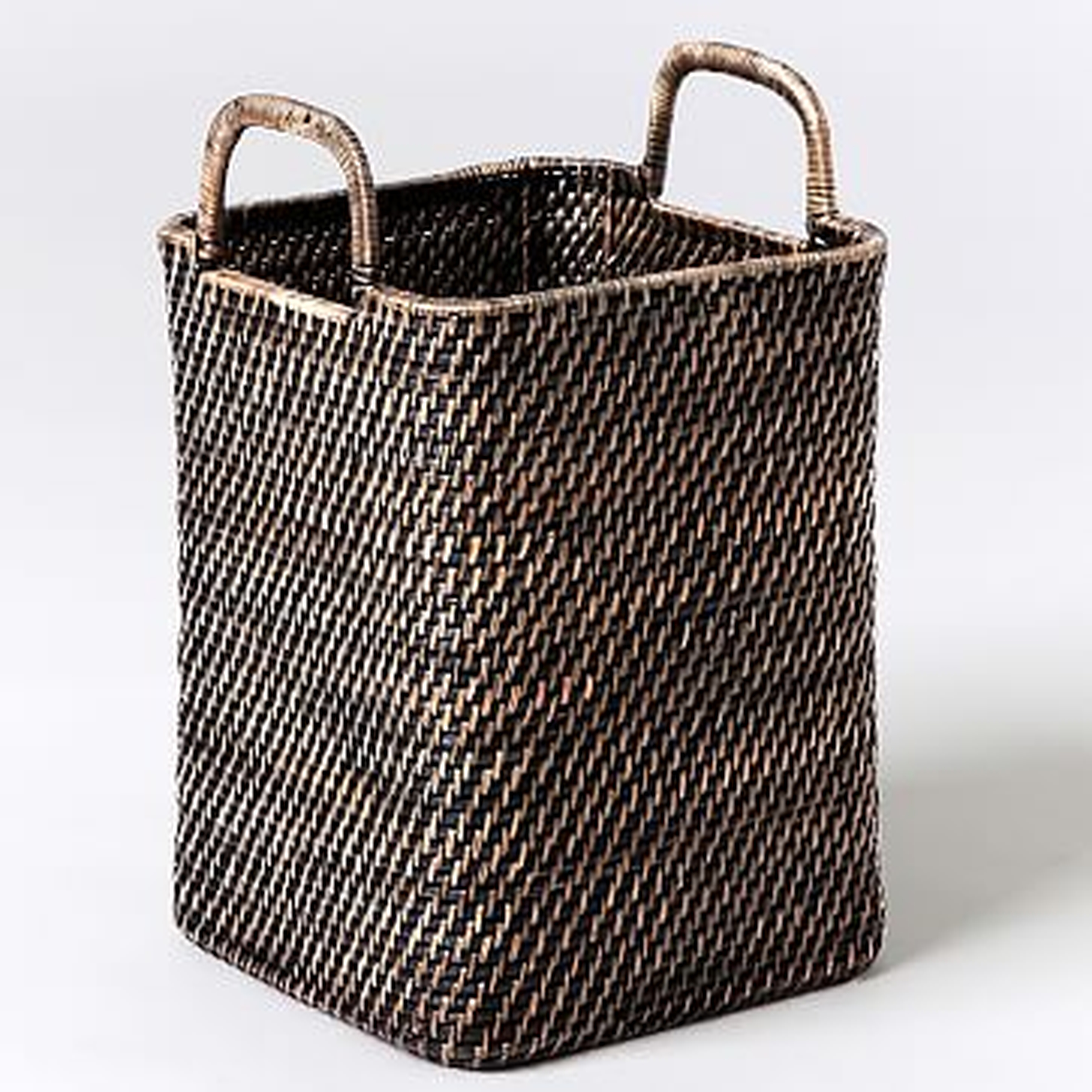 Modern Weave Collection, Blackwash, Handled Basket - West Elm