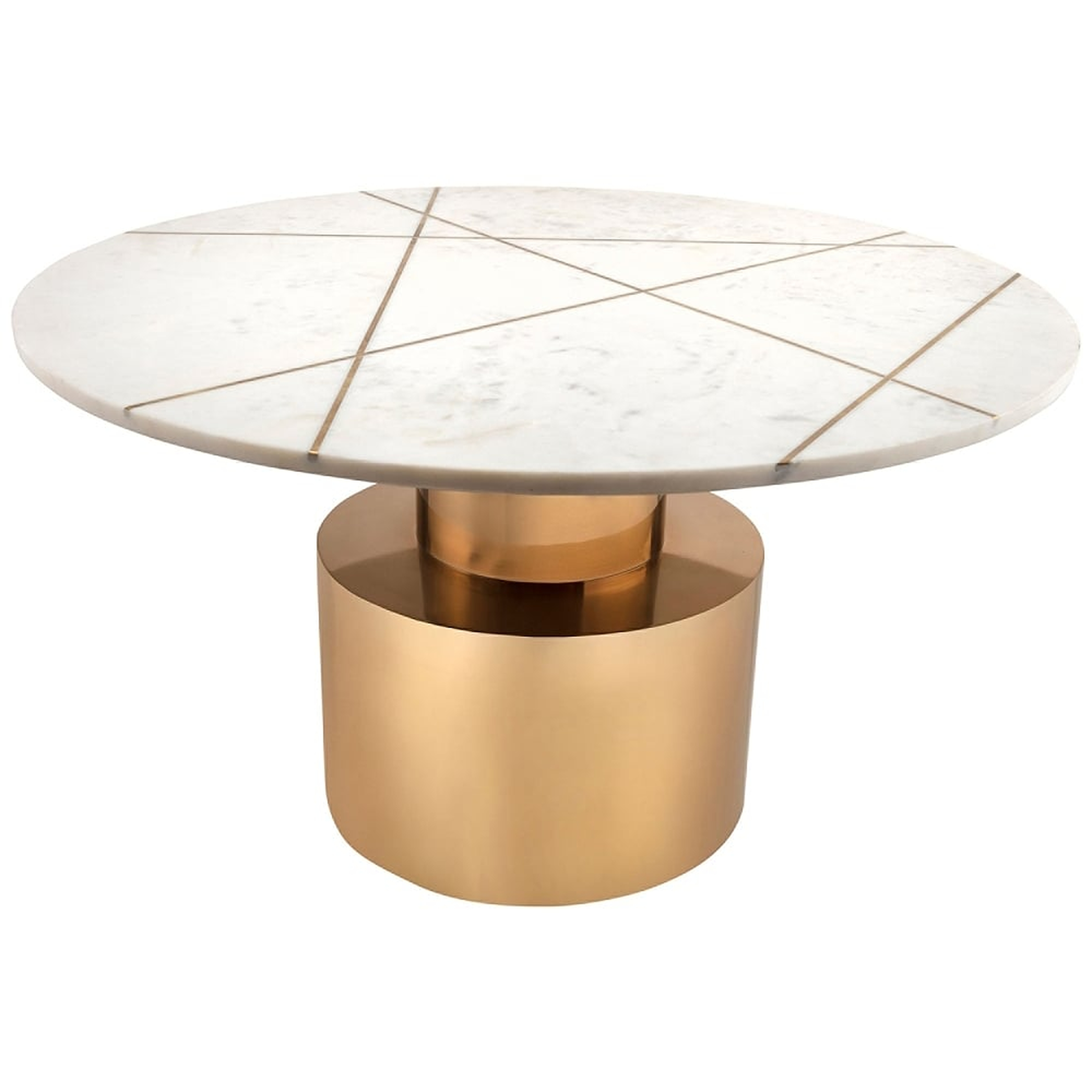 Terzo White Geometric Marble Cocktail Table with Gold Base - Style # 64T40 - Lamps Plus