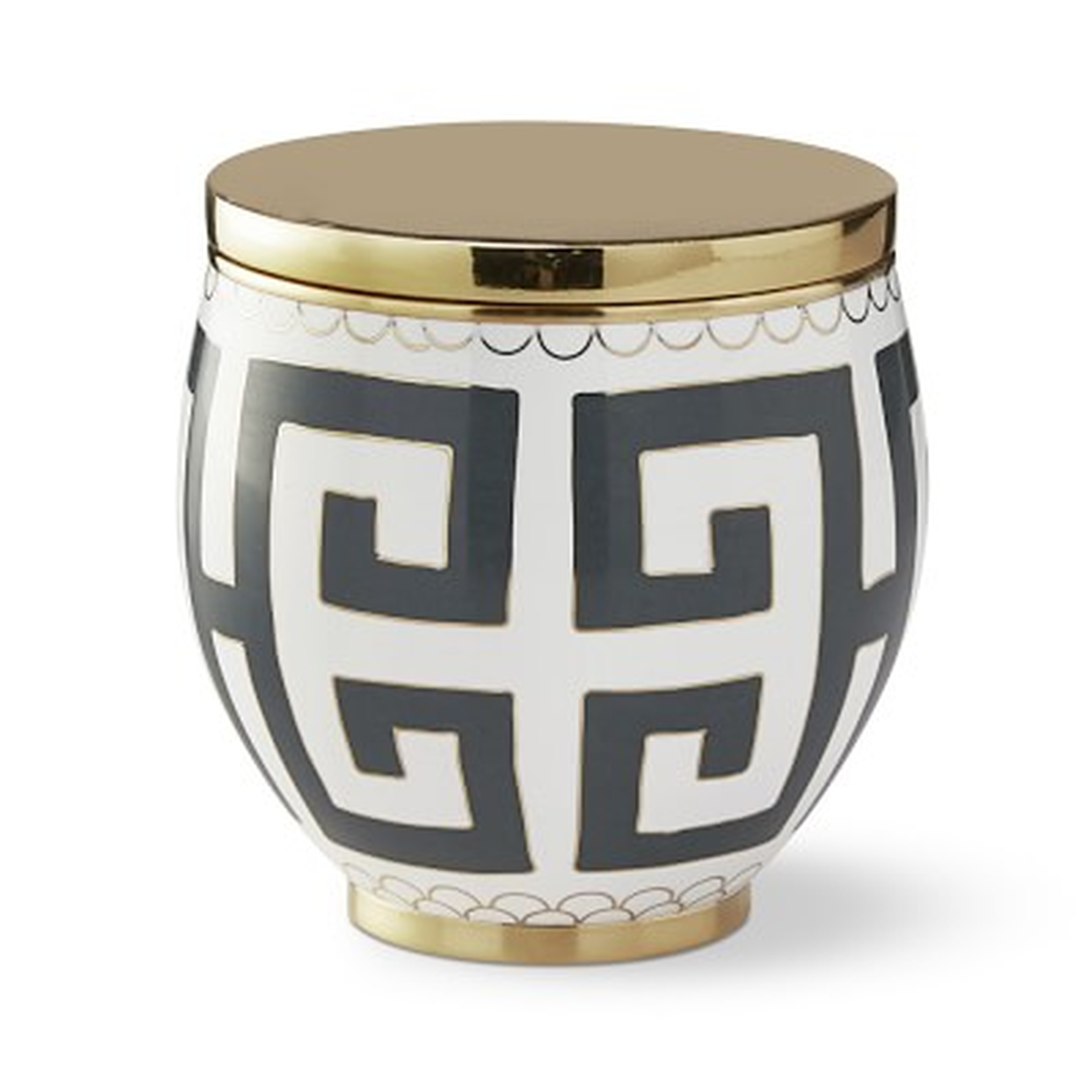 Cloisonne Vase, Greek Key, Small, Charcoal - Williams Sonoma