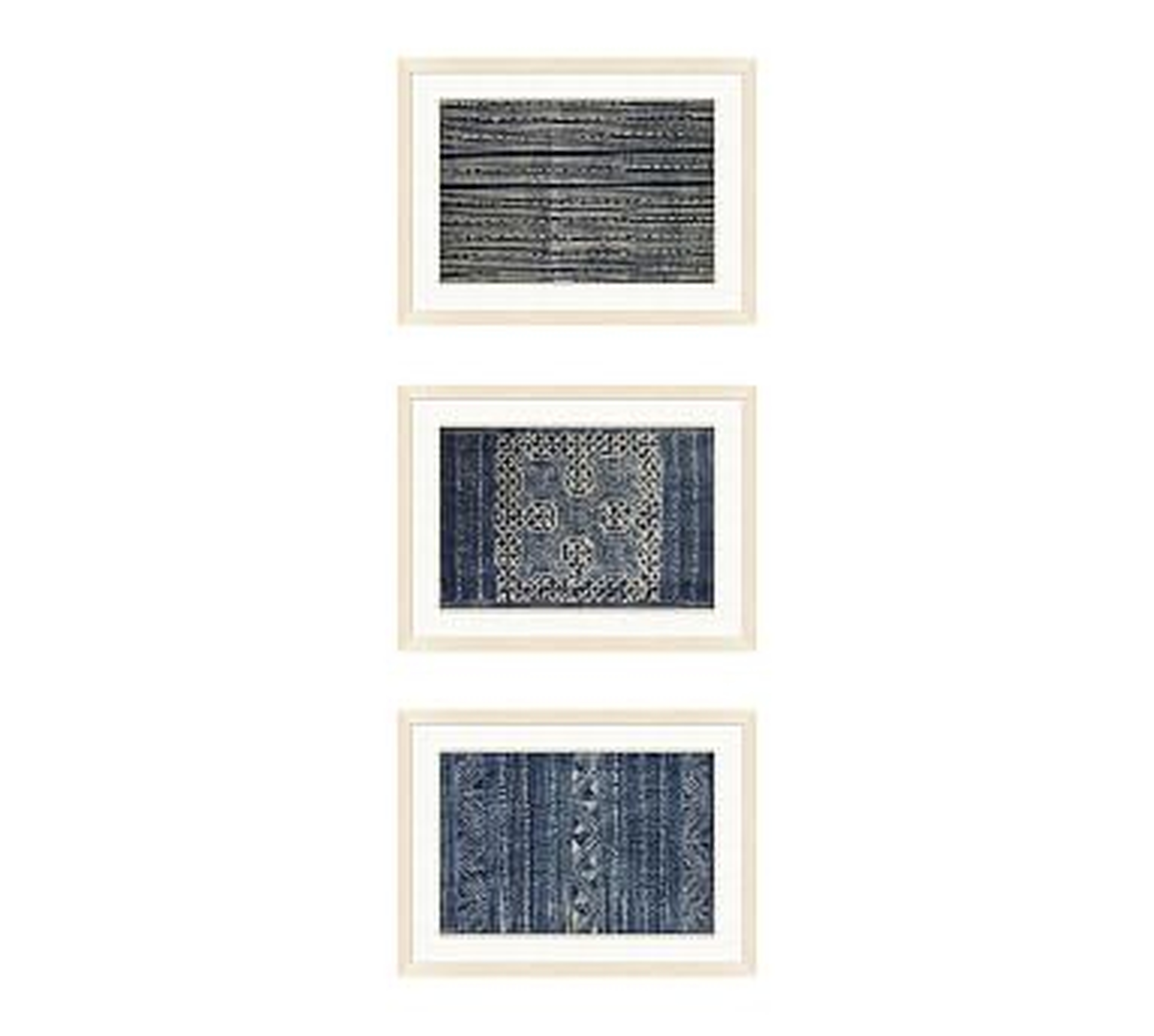 Indigo Batik Framed Paper Print, Set of 3 - Pottery Barn