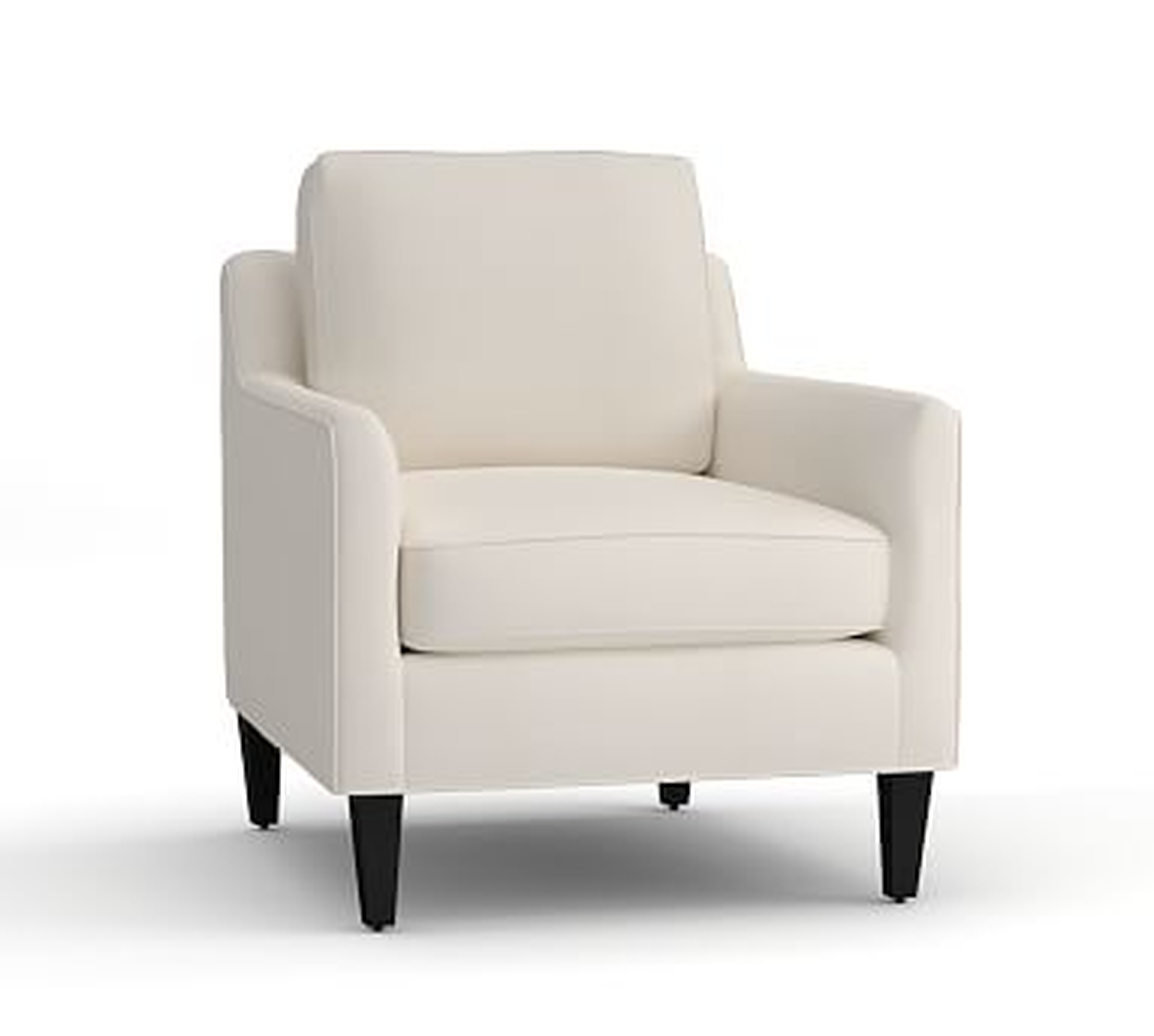Beverly Upholstered Armchair, Performance Twill Warm White - Pottery Barn
