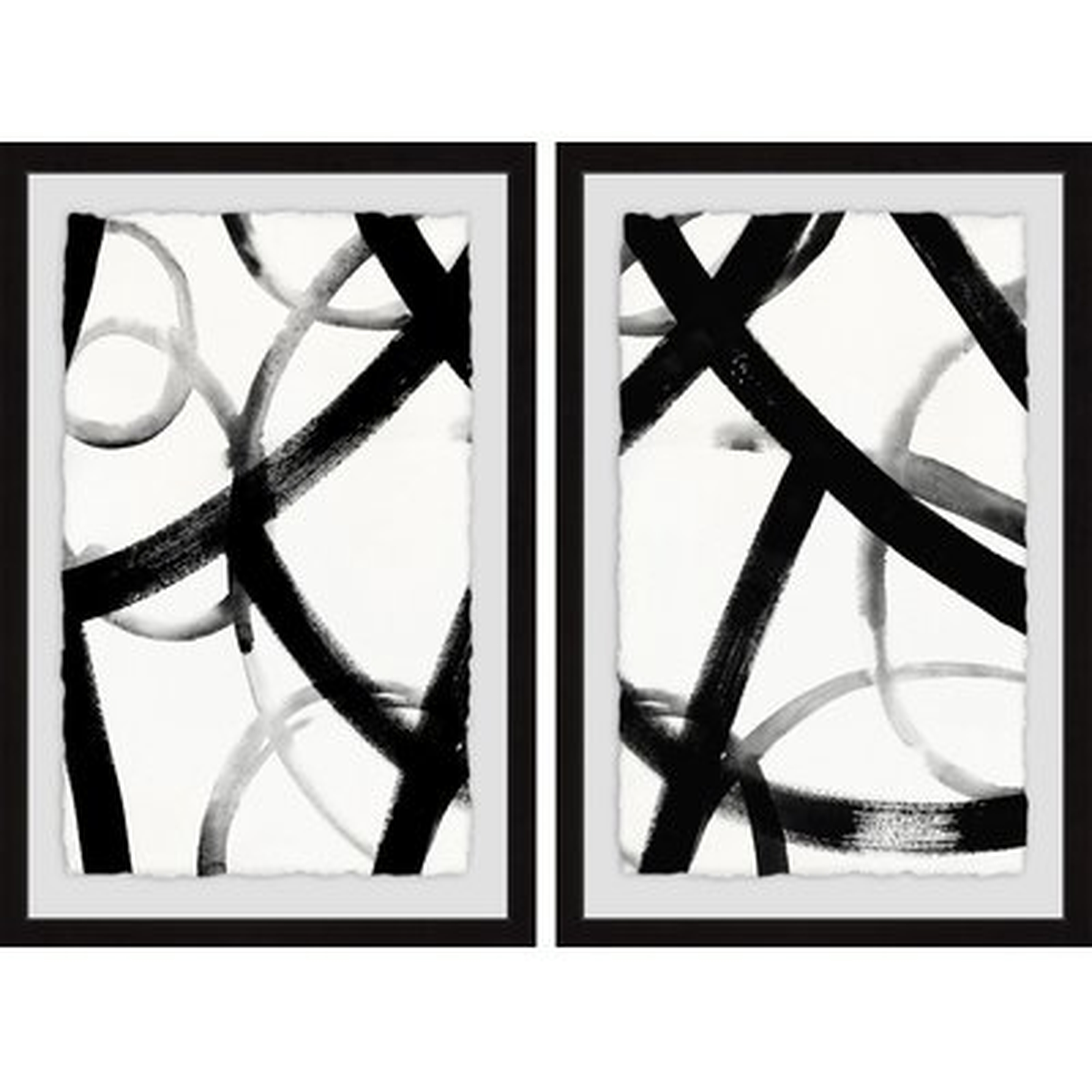 'Monochrome Ripple Diptych' 2 Piece Framed Print Set - Wayfair