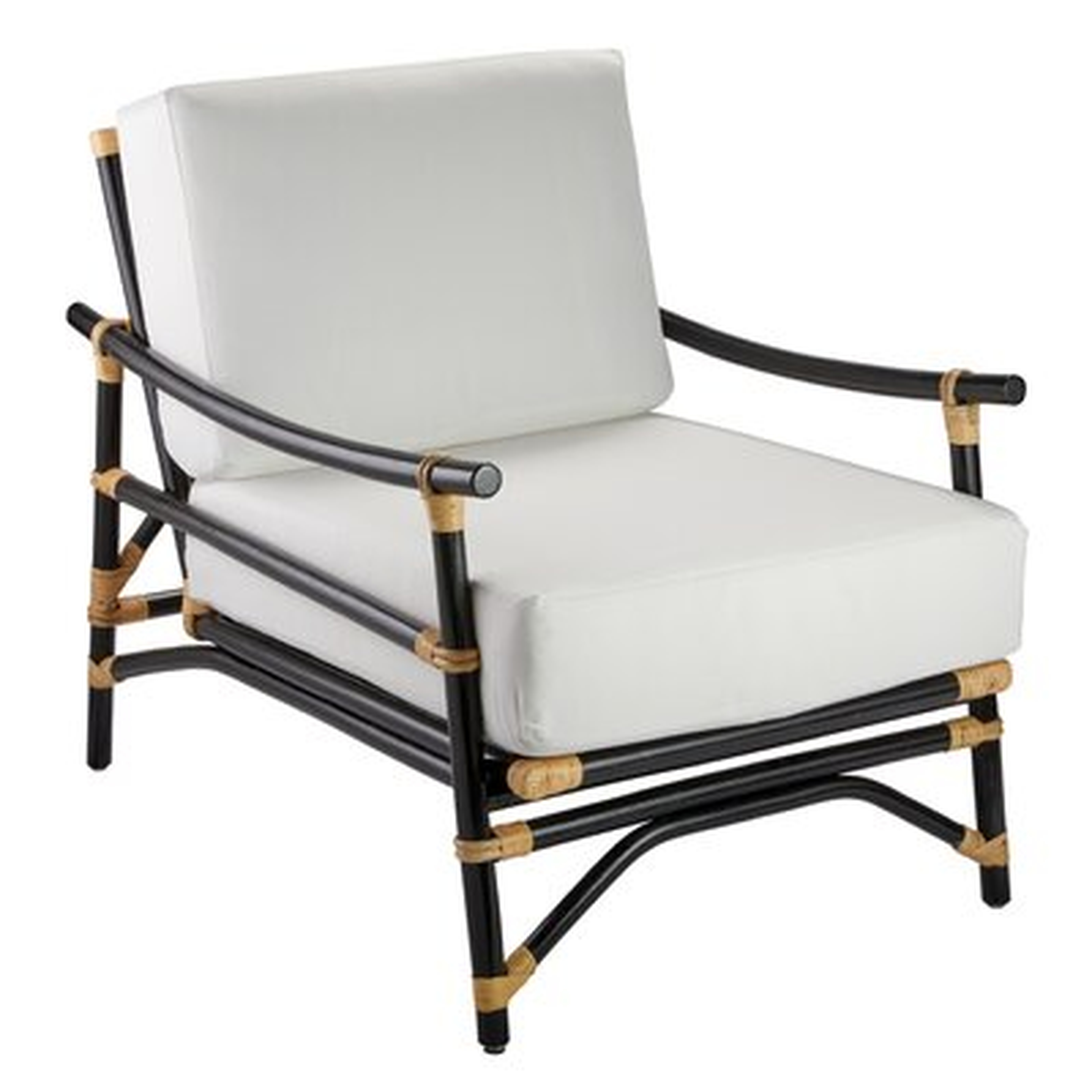 Cayuga Lounge Chair In Black & Cream Rattan With Off White Cushions - Wayfair