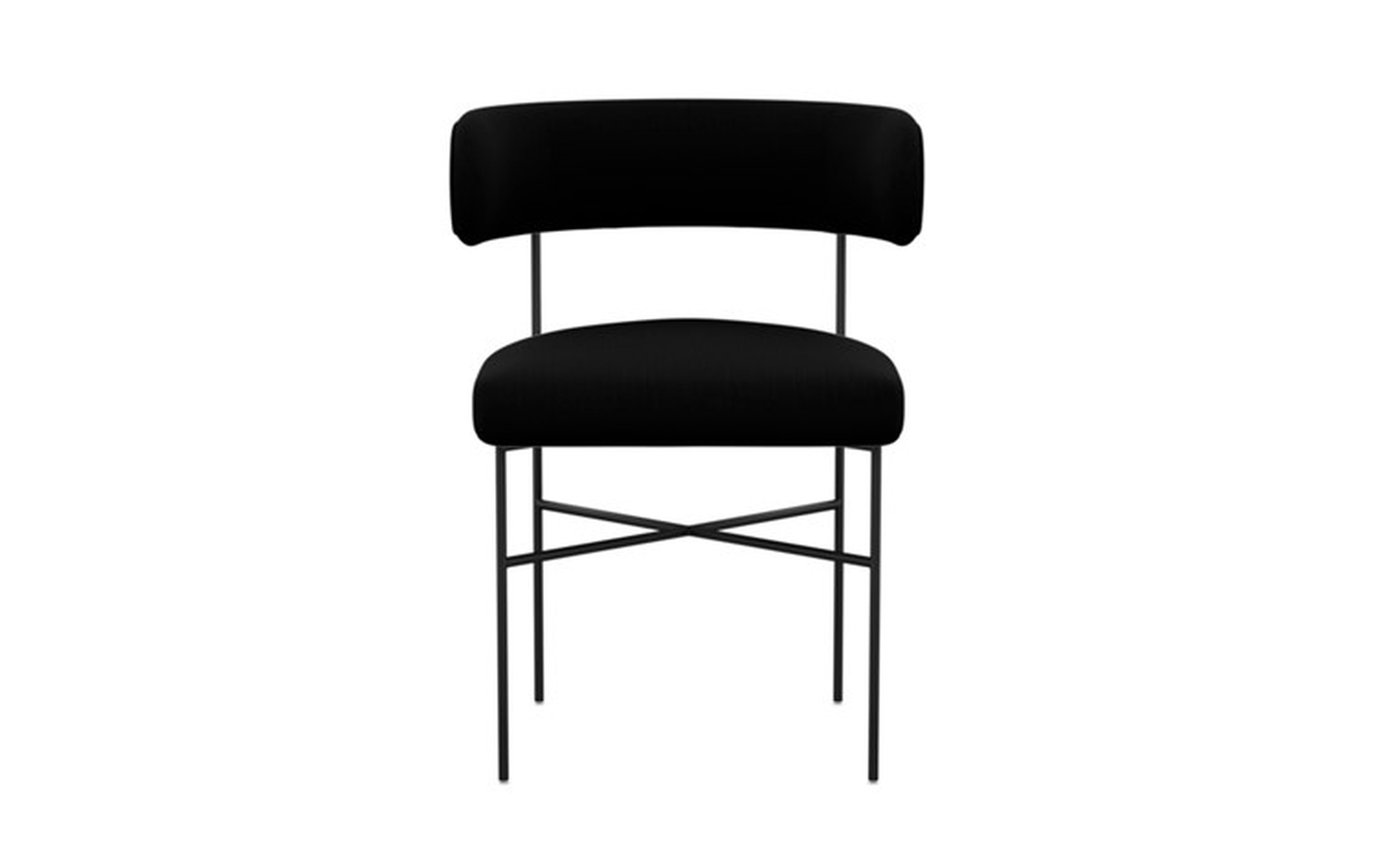 Audrey Dining Chair with Panther Fabric and Matte Black legs - Interior Define