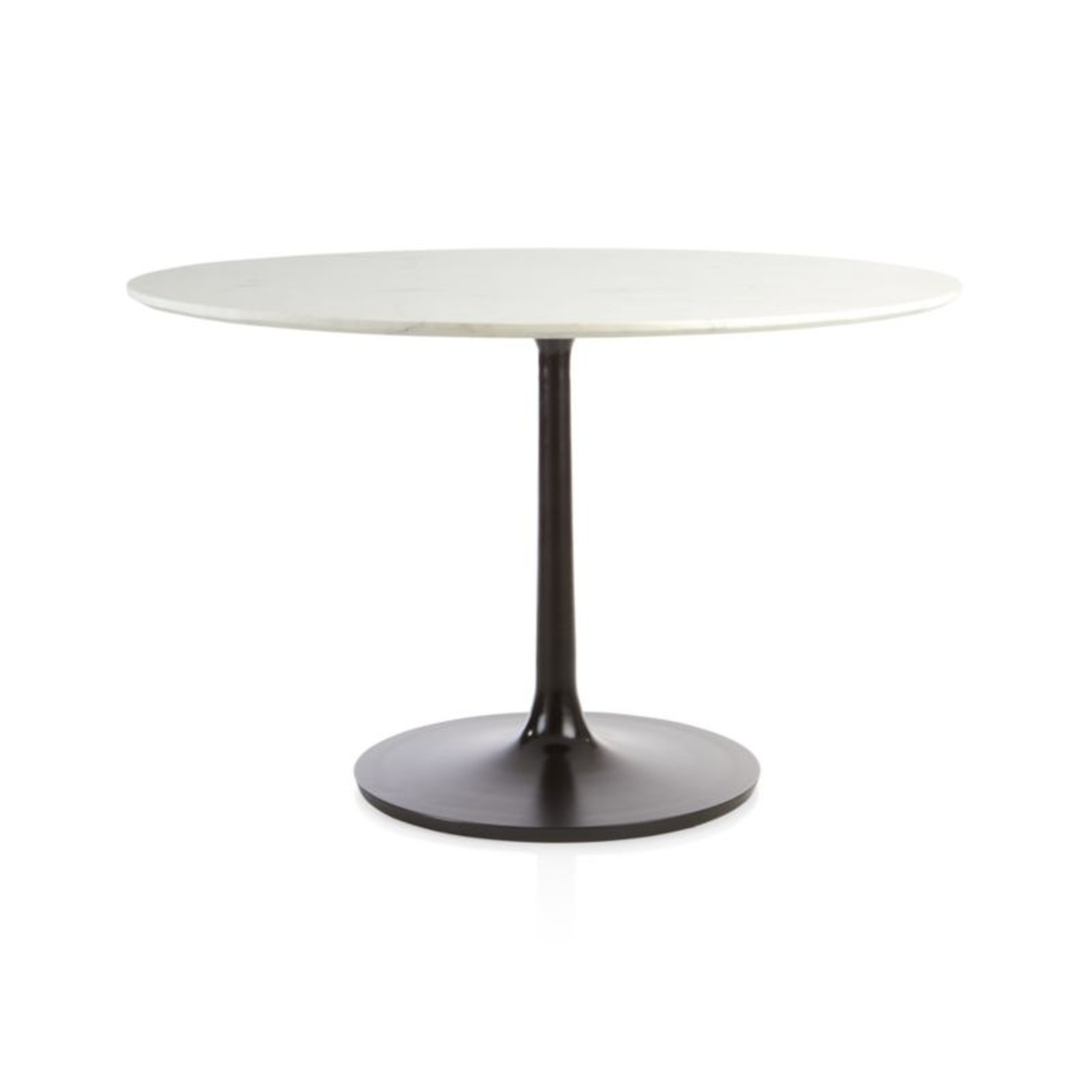 Nero 48" White Marble Dining Table with Matte Black Base - Crate and Barrel