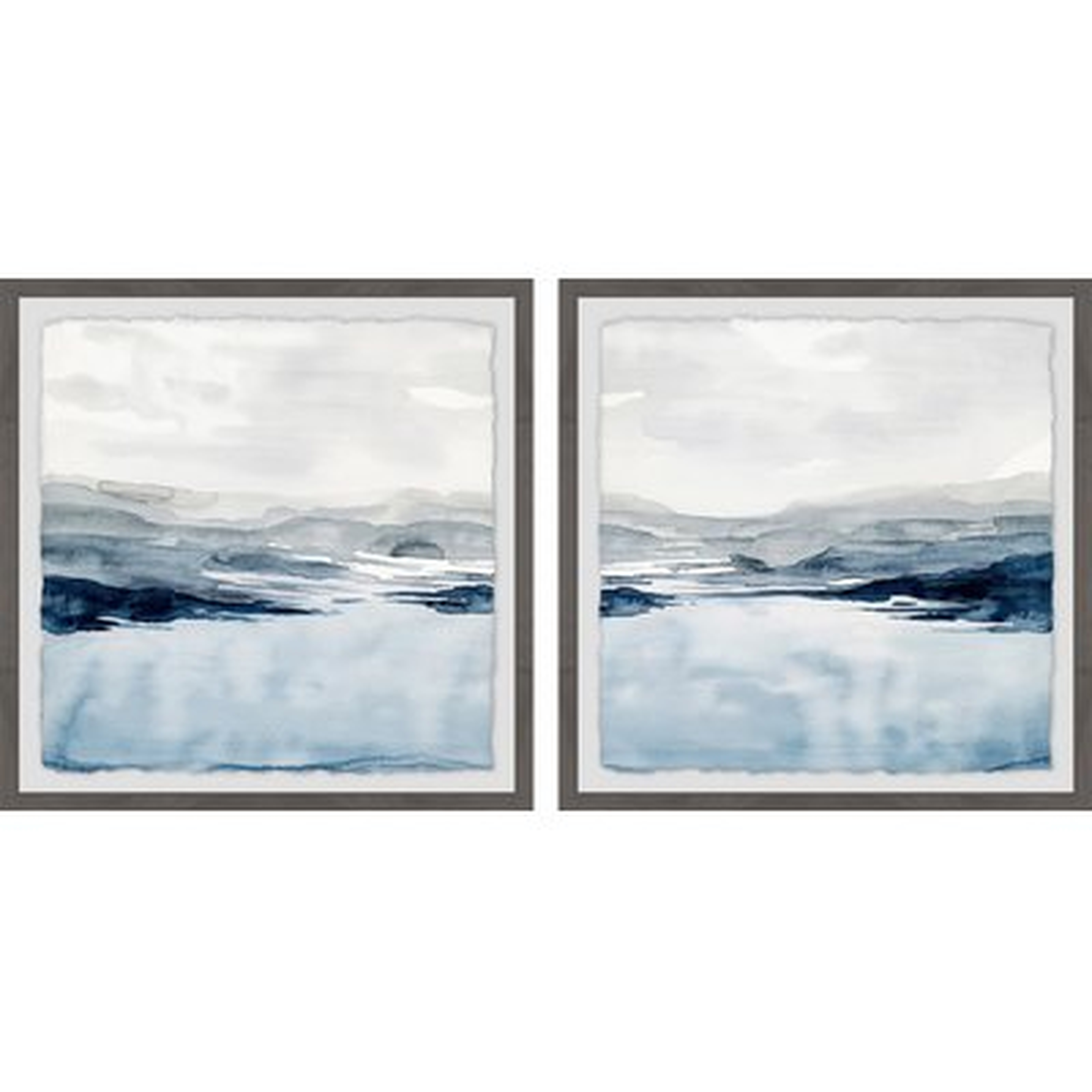 'Faded Horizon III Diptych' 2 Piece Framed Watercolor Painting Print Set - Wayfair