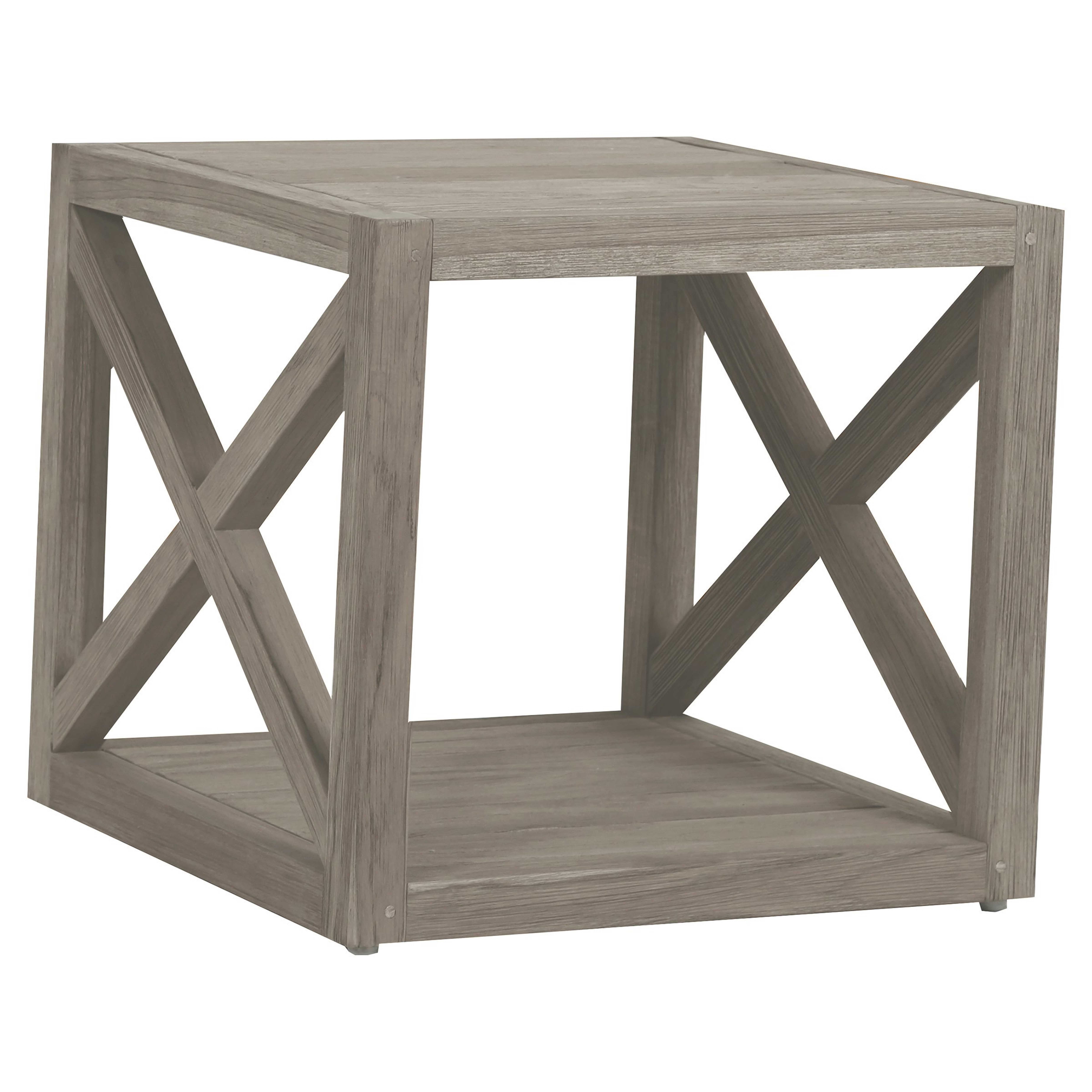Sunset West Rustic Grey Teak Square Outdoor Side End Table - Kathy Kuo Home