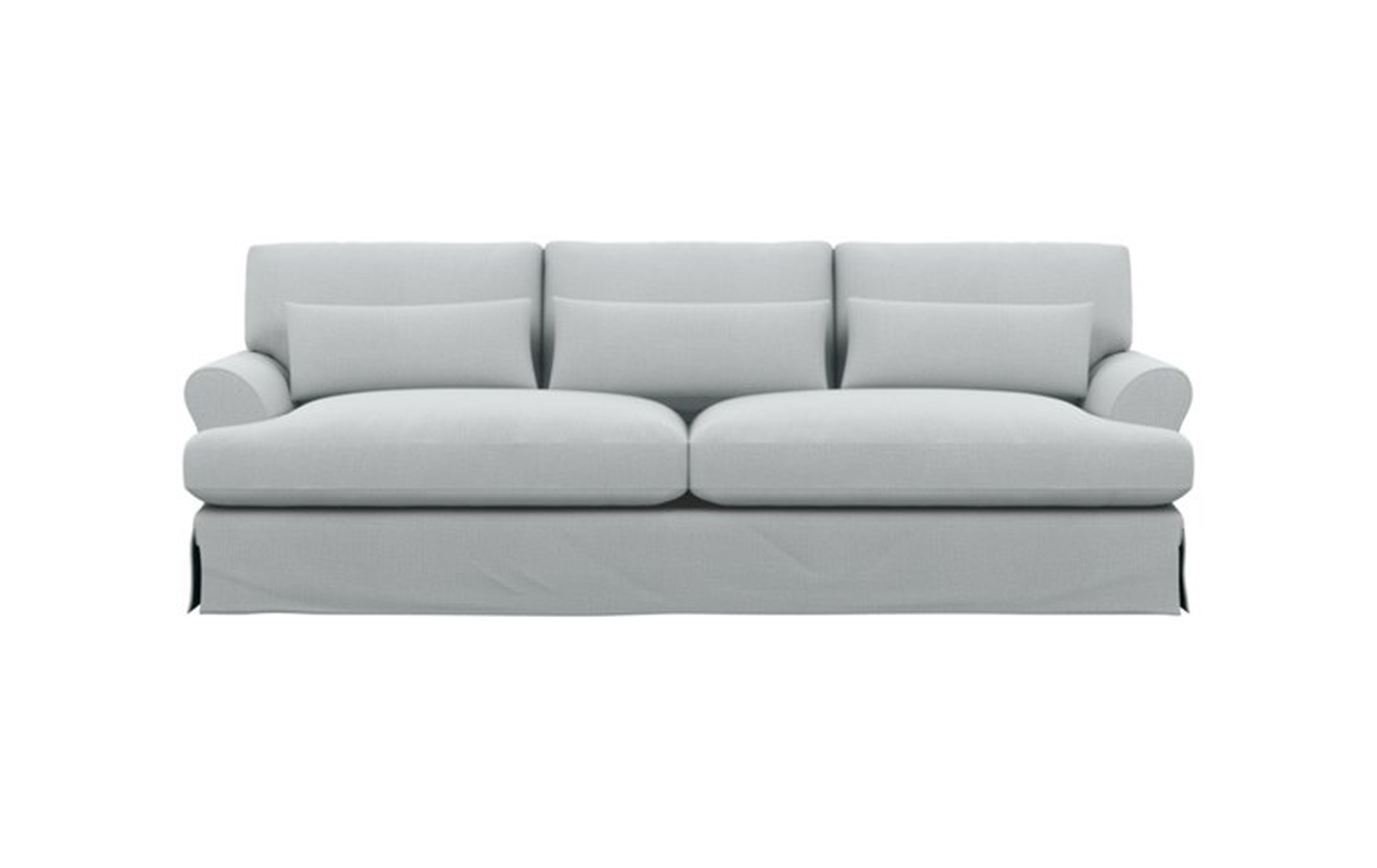 Maxwell Slipcovered Sofa with Ore Fabric and White Oak with Antique Cap legs - Interior Define