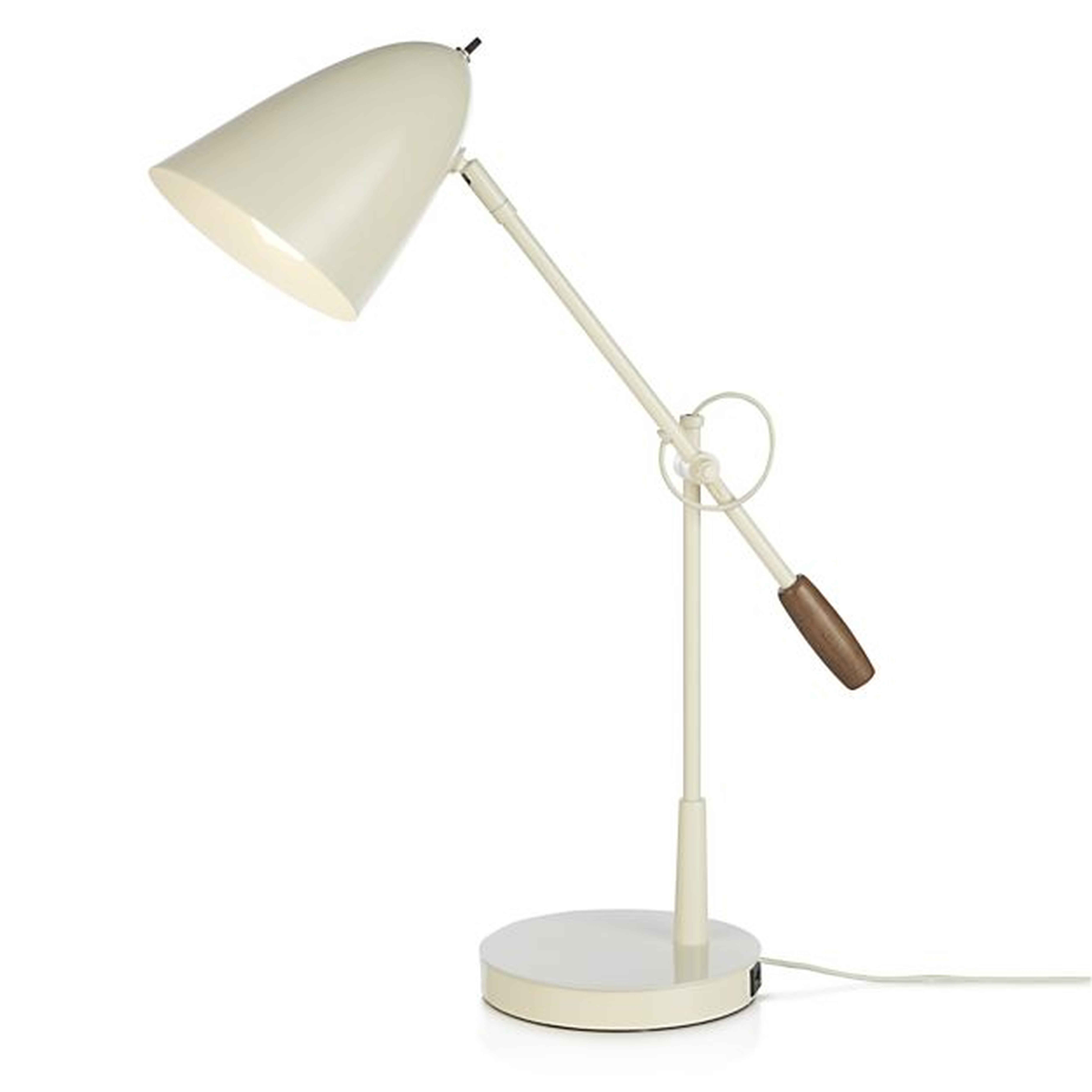 Morgan Ivory Metal Desk Lamp with USB Port - Crate and Barrel