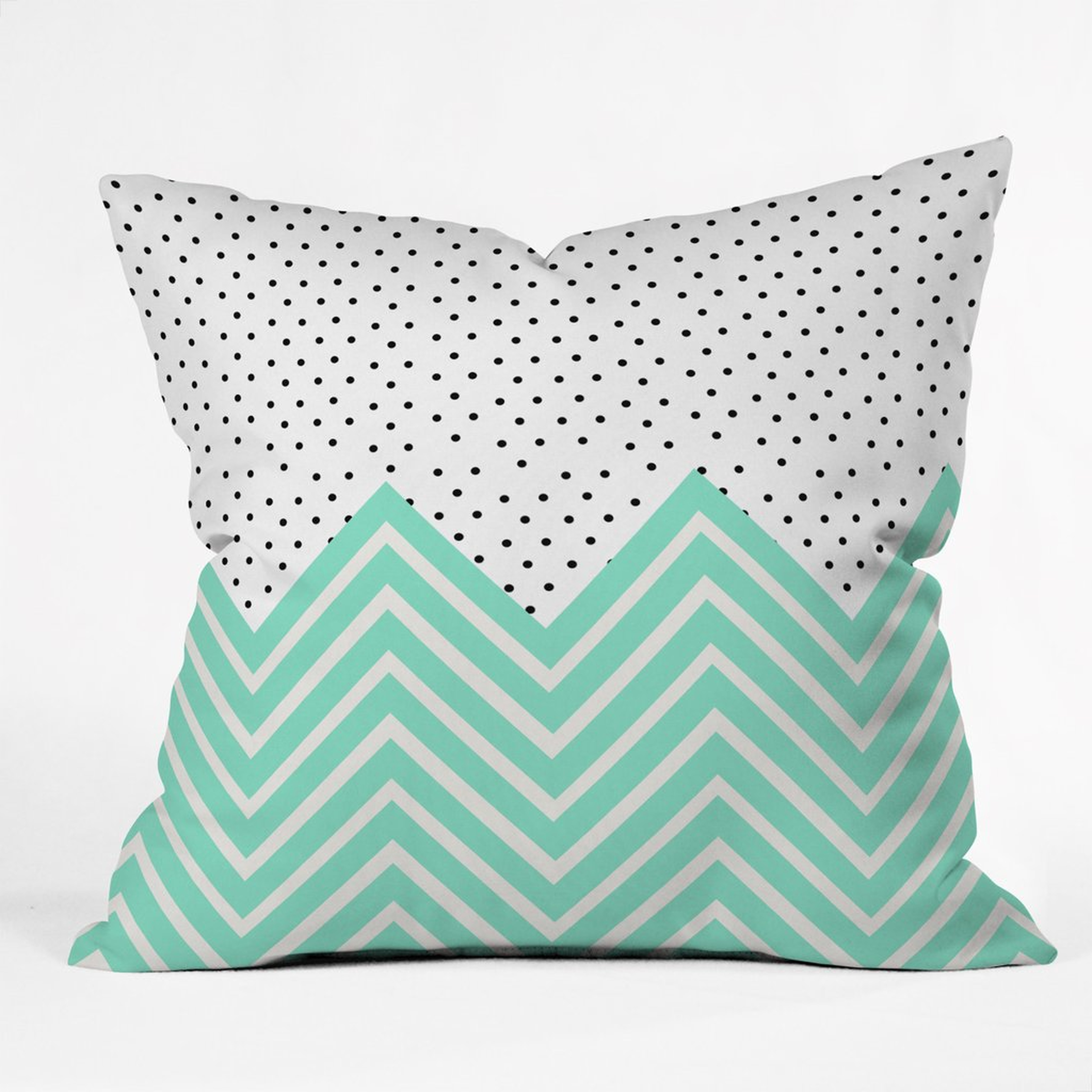 MINTY CHEVRON AND DOTS Throw Pillow - 18" x 18" - Polyester fill insert - Wander Print Co.