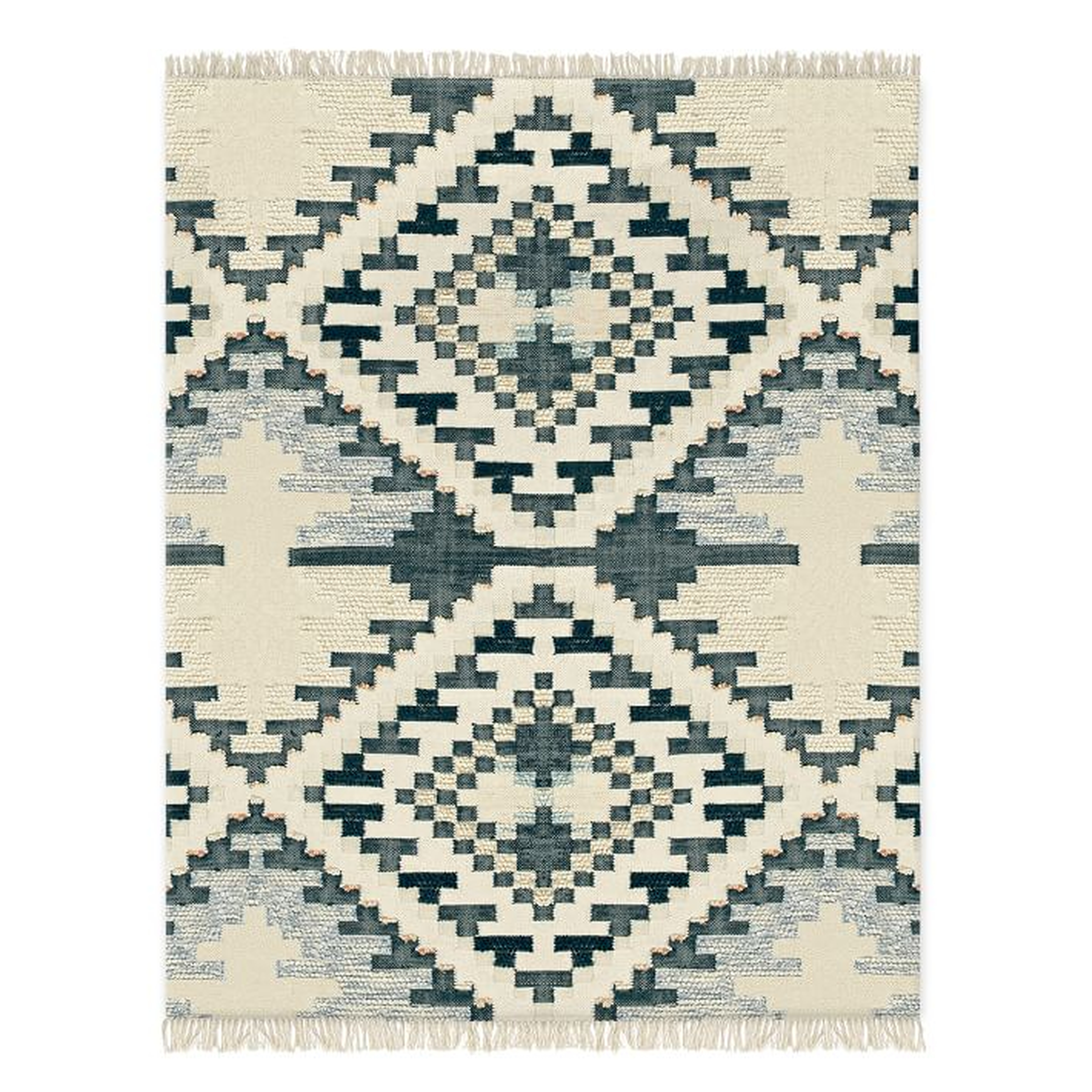 Checkerboard Diamond Wool Dhurrie - 5'x8' - West Elm