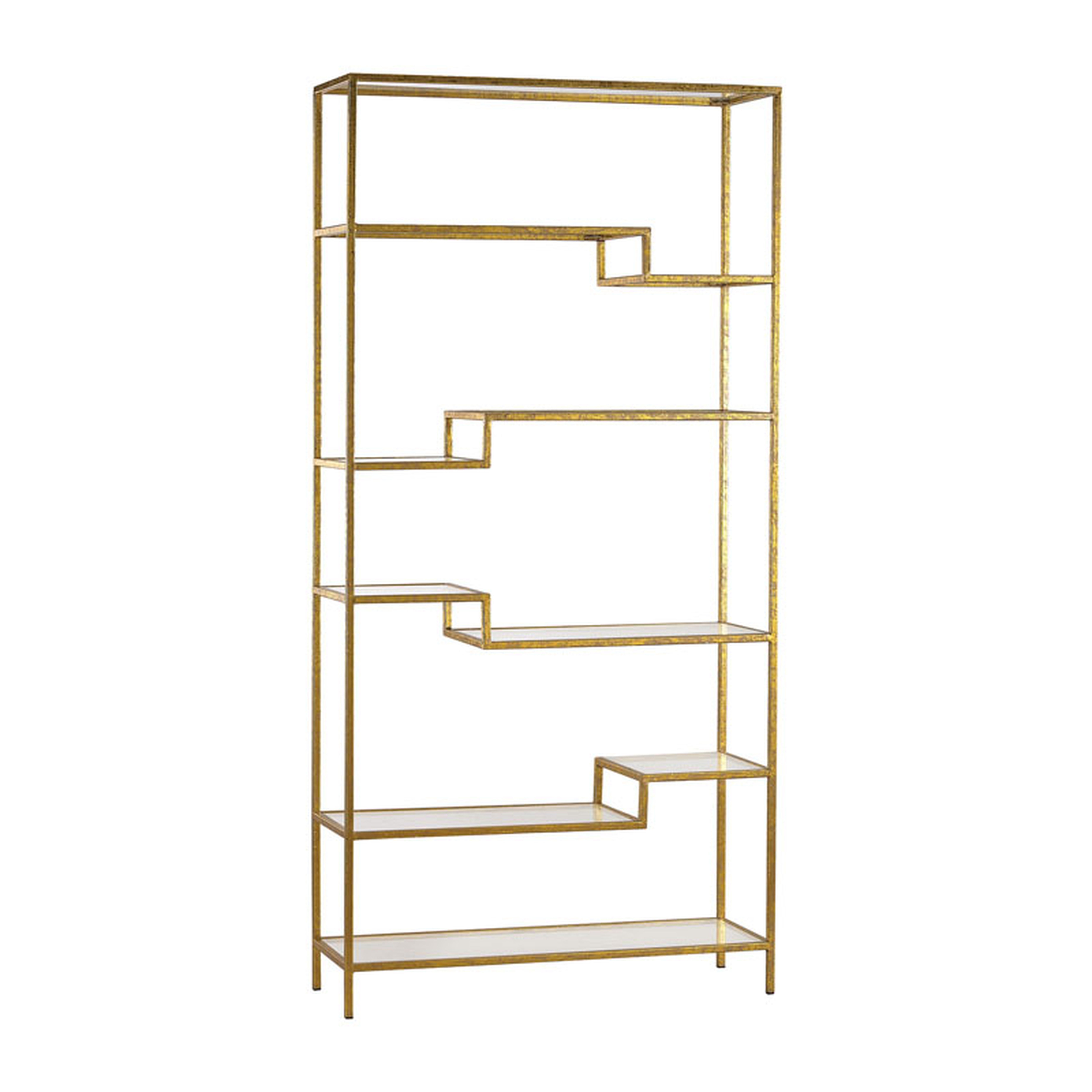 Gold and Mirrored Shelving Unit - Elk Home