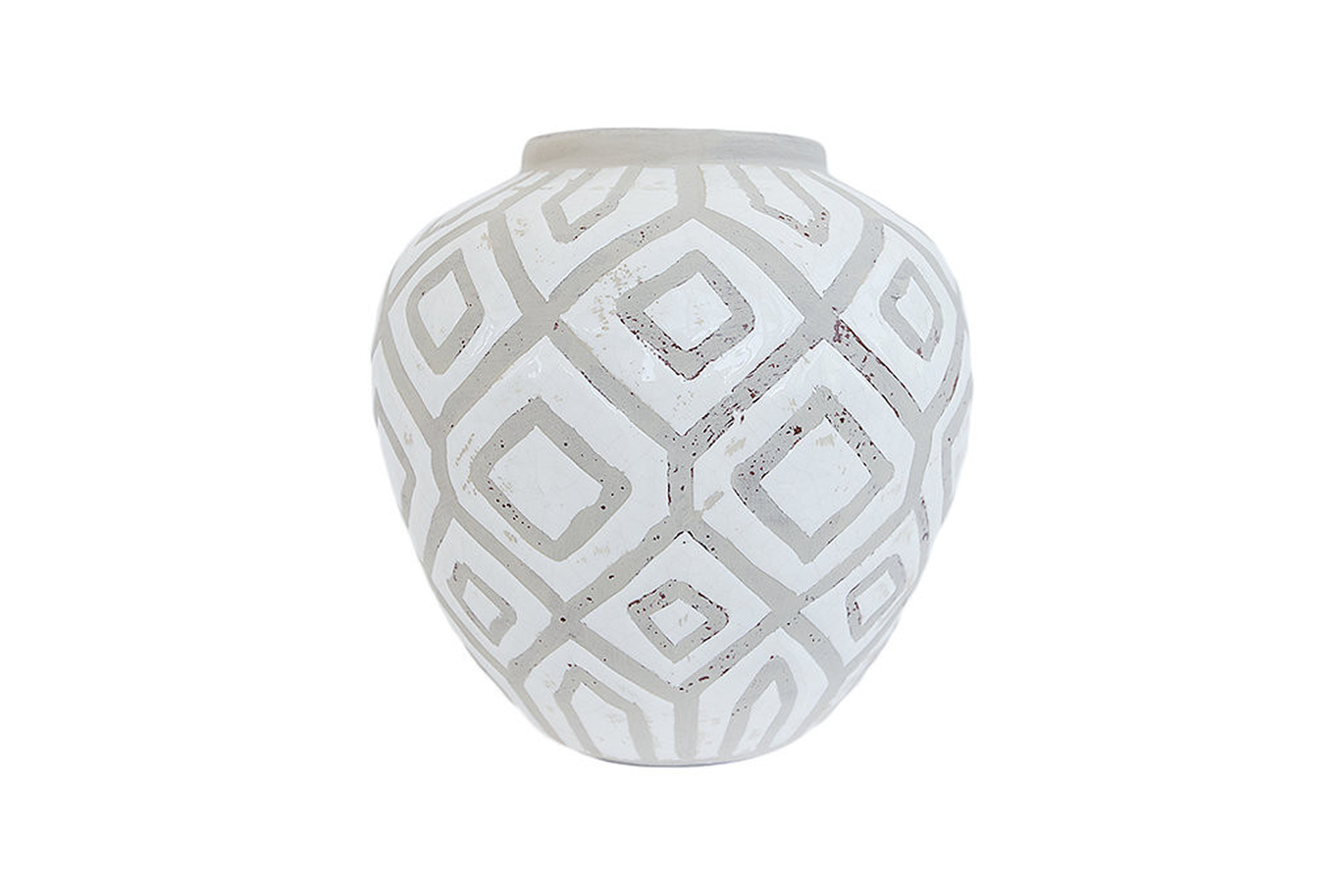 TAUPE AND WHITE ROUND VASE - McGee & Co.