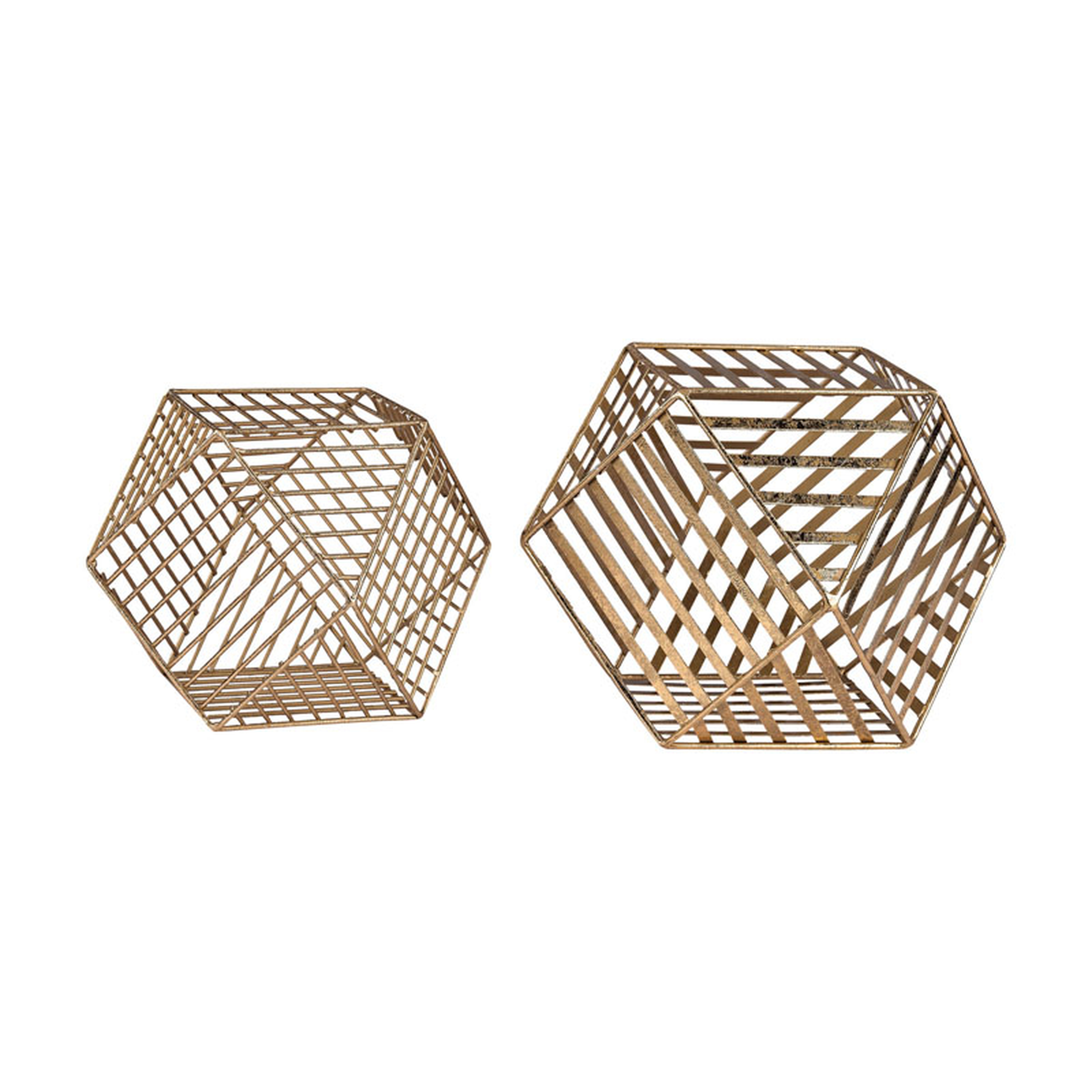 Gold Metallic Wire Dodecahedron - Elk Home